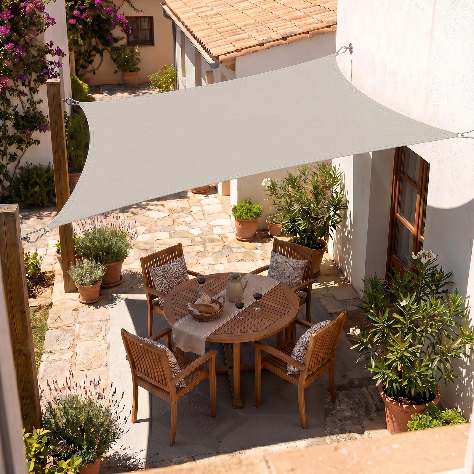 SUNULA Sonnensegel Balkon 160g/m² Polyester UV Schutz Sonnenschutz Terrasse Garten, Rechteckig, Taupe 2 x 3 m