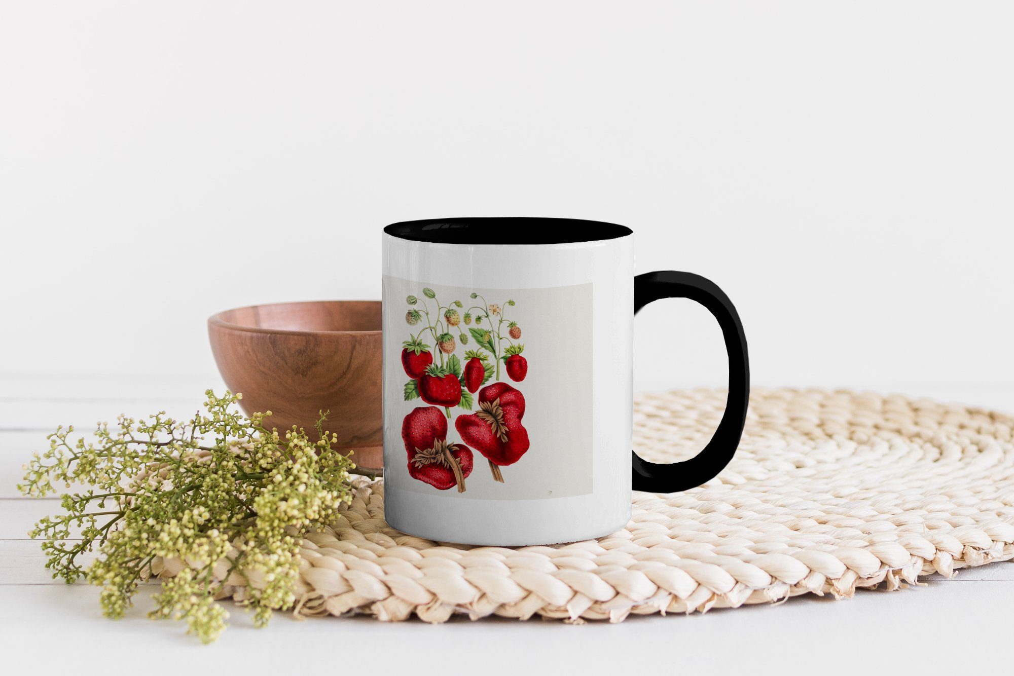 Zaubertasse, Erdbeeren Tasse - Farbwechsel, Kaffeetassen, - MuchoWow Obst Keramik, Pflanze, Teetasse, Geschenk