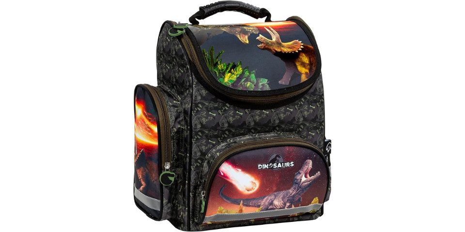 GOLDKIDS Schulranzen Ranzen Tornister mit (Dinosaurier Dino Motiv für Jungen Mädchen., 1-tlg., Geeignet ab der 1. Klasse der Grundschule), ink. Regenschutz
