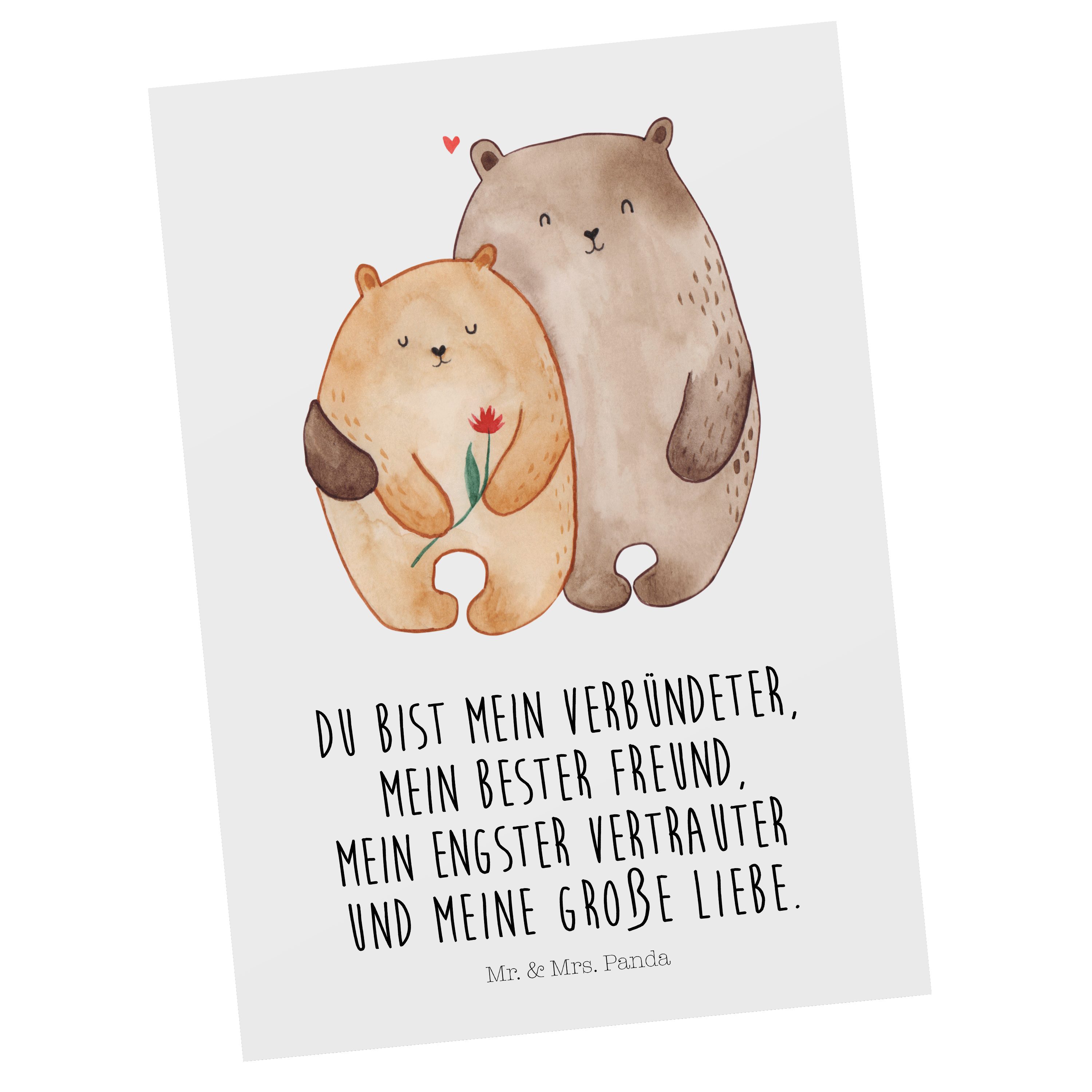 Postkarte Dankeskarte, Einladung, Freundin, Geschenk, Panda - Mrs. Part Liebe Mr. & Bären - Weiß