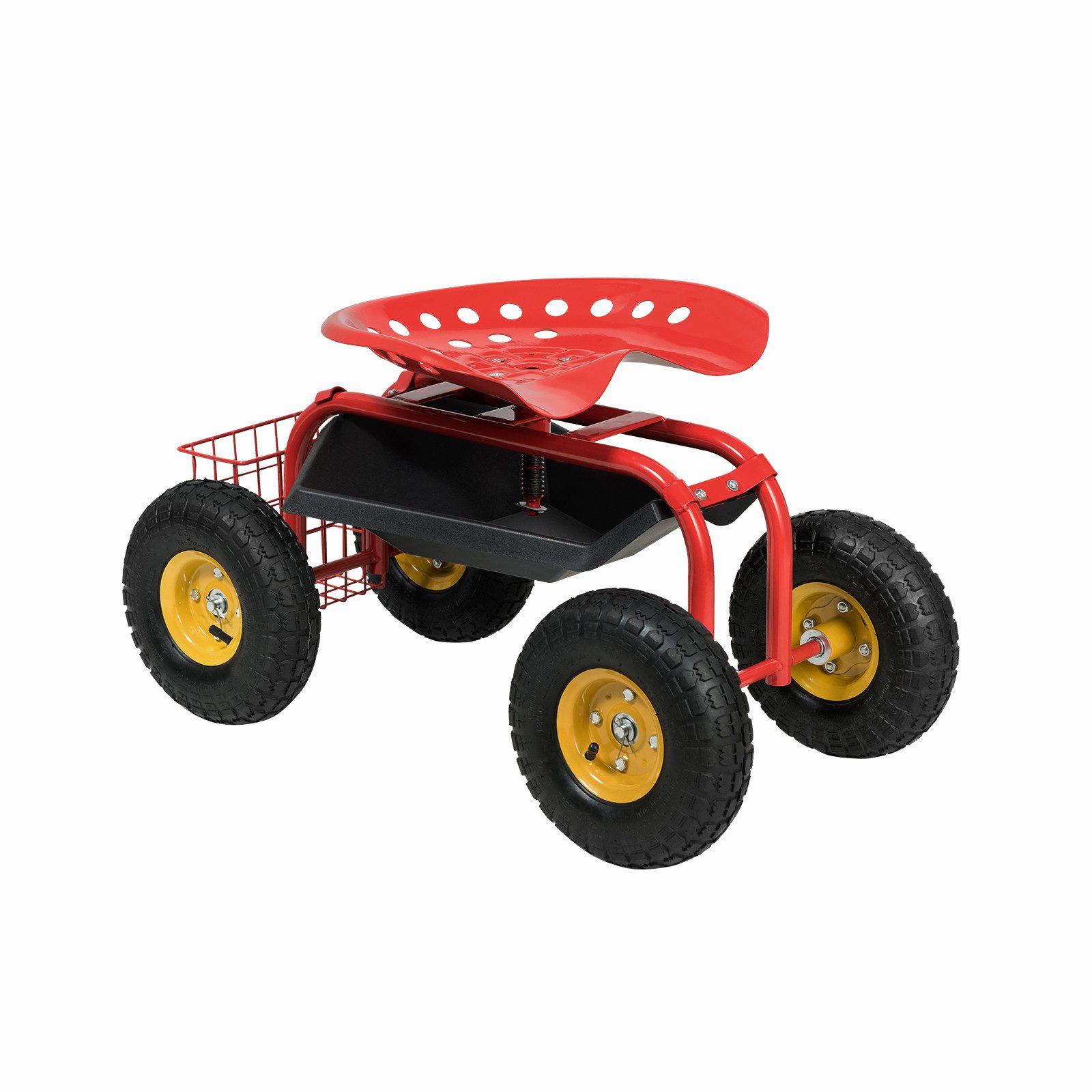 KOMFOTTEU Rollsitz, 360° drehbarer Gartensitz, höhenverstellbar 46-53 cm, bis 130kg