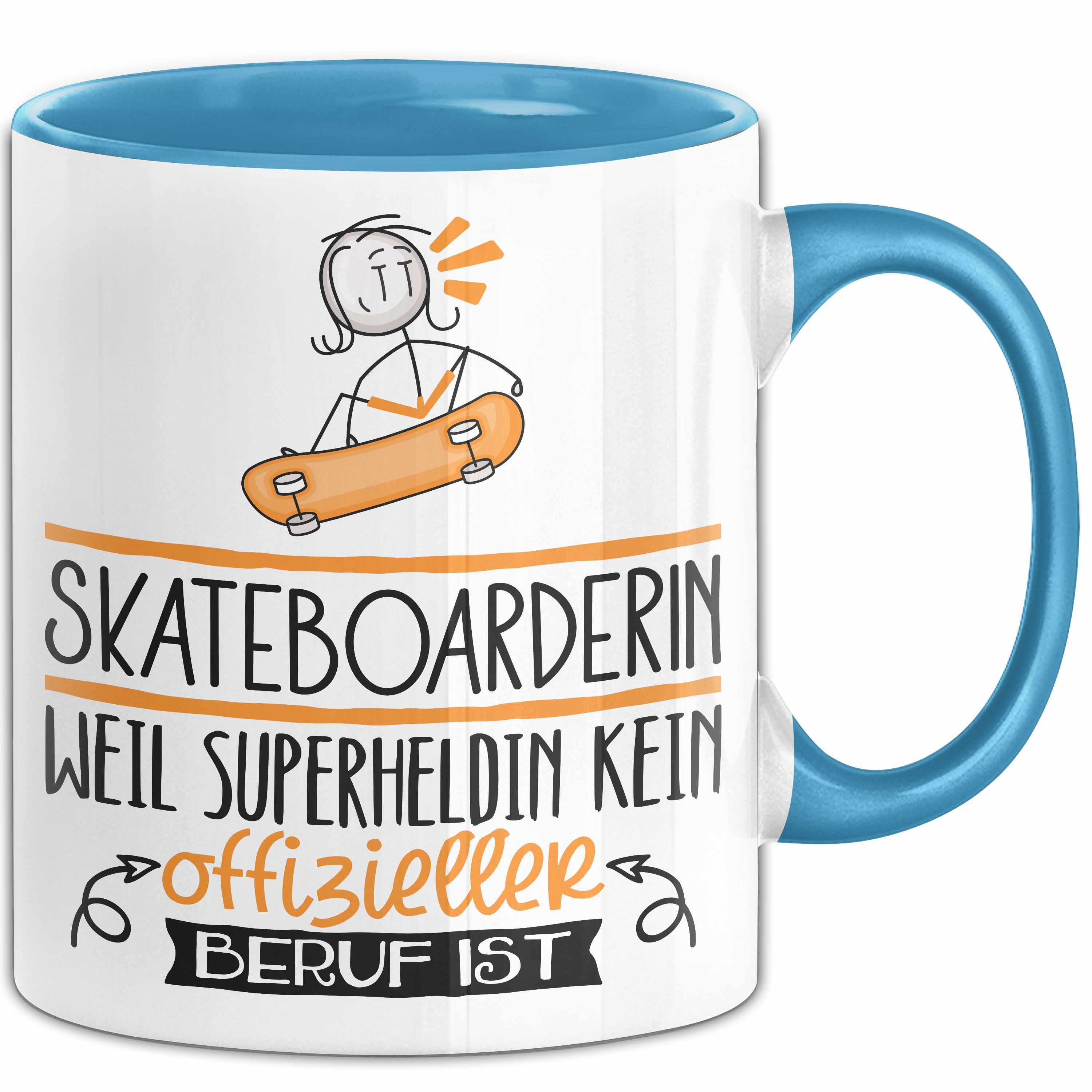 Trendation Tasse Skateboarderin Geschenk Tasse Lustiger Spruch Skateboarderin Weil Supe, Keramik