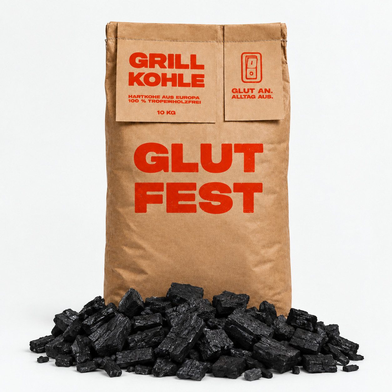 C44-Zittau Grillkohle Glutfest Buche & Eiche 20-80 mm, doppelt abgesiebt, 10 kg, (1-St), Hartholz Holzkohle für Grill, staubarm, ohne chemische Zusätze