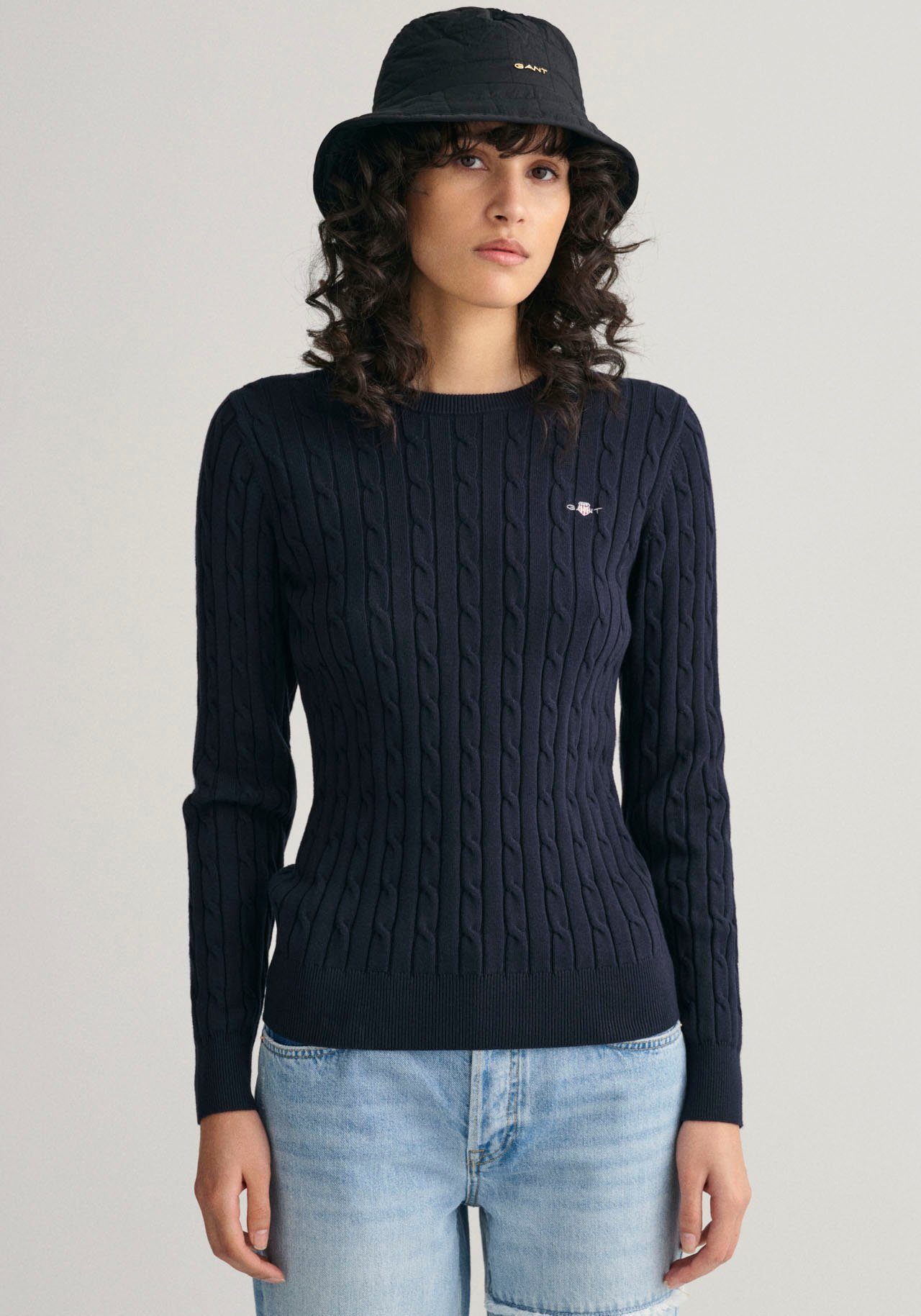 Gant Strickpullover STRETCH COTTON CABLE C-NECK günstig online kaufen