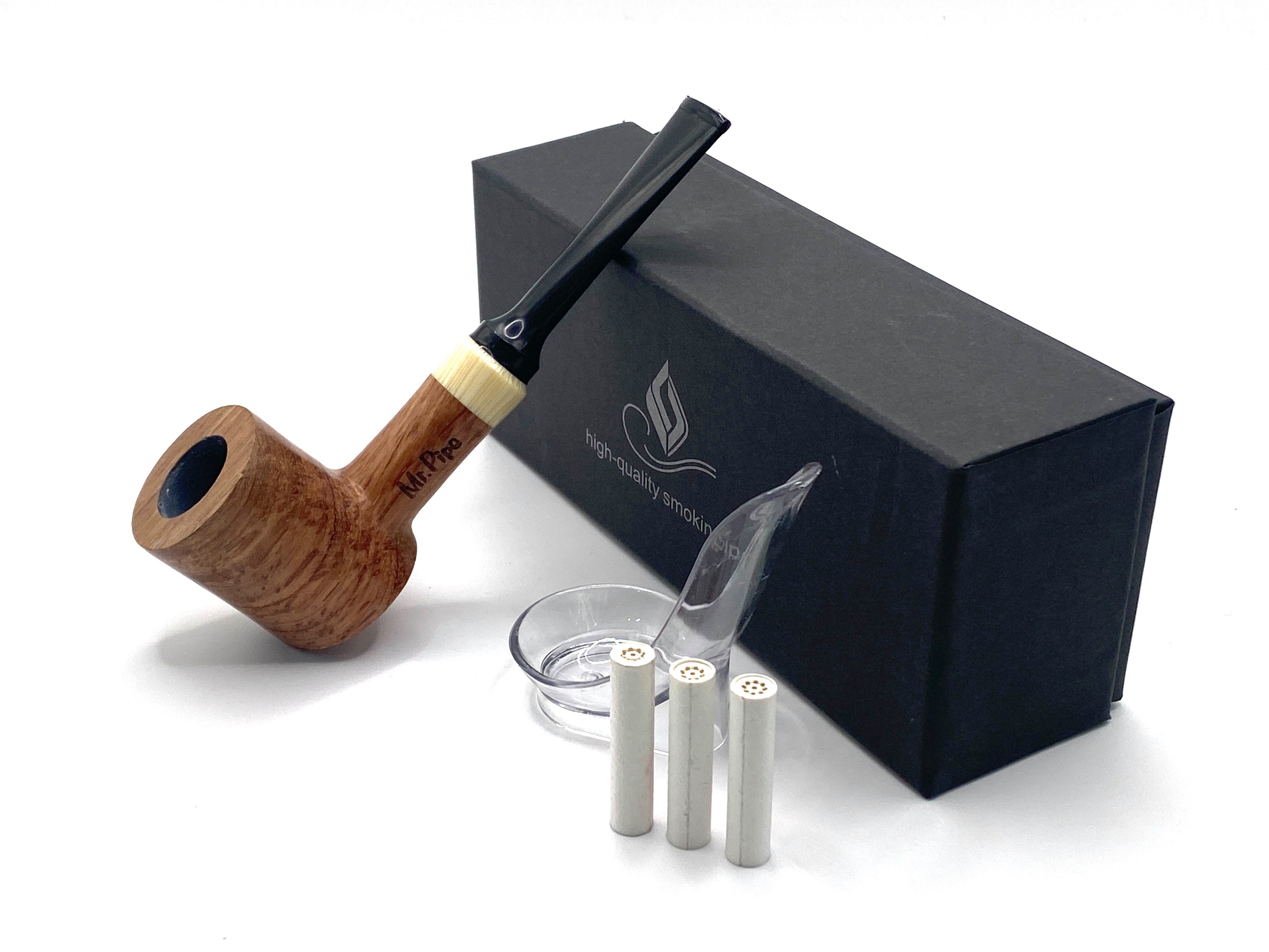 Handpfeife Redwood Pfeife Mr.Pipe braun poliert 9mm grauer Ring in Geschenkbox