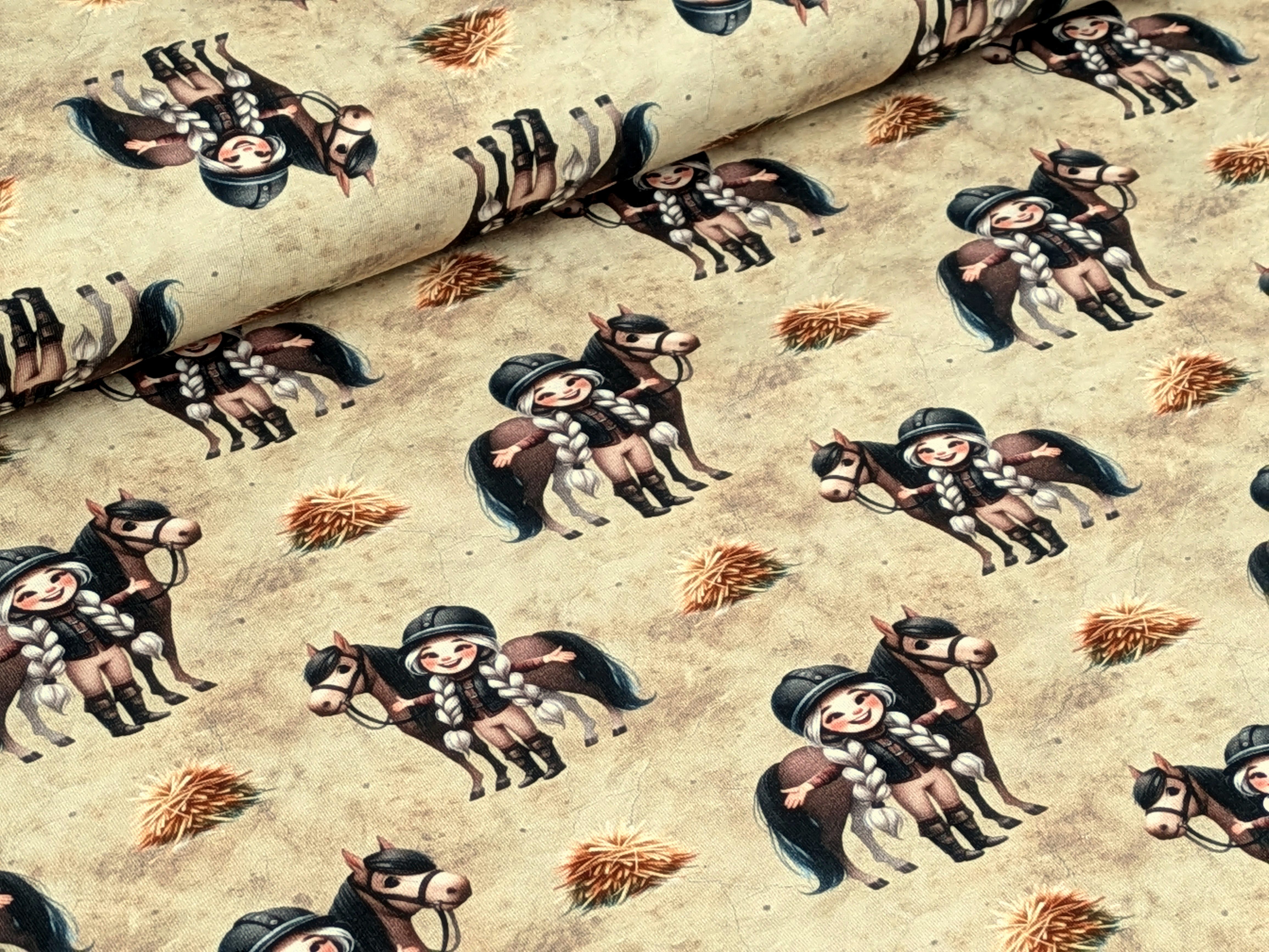 Corileo Stoff EP Bio Baumwolle Baumwolljersey Pferdemädchen und ihr Pony Stoff
