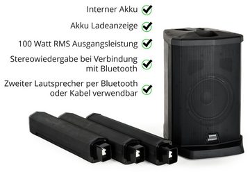 McGrey E-208LAB Aktiv Line Array Akku-Säulenanlage Stereo Set Lautsprecher (Bluetooth, 100 W, PA-Anlage mit 8x 2,5" Breitbandlautsprecher)