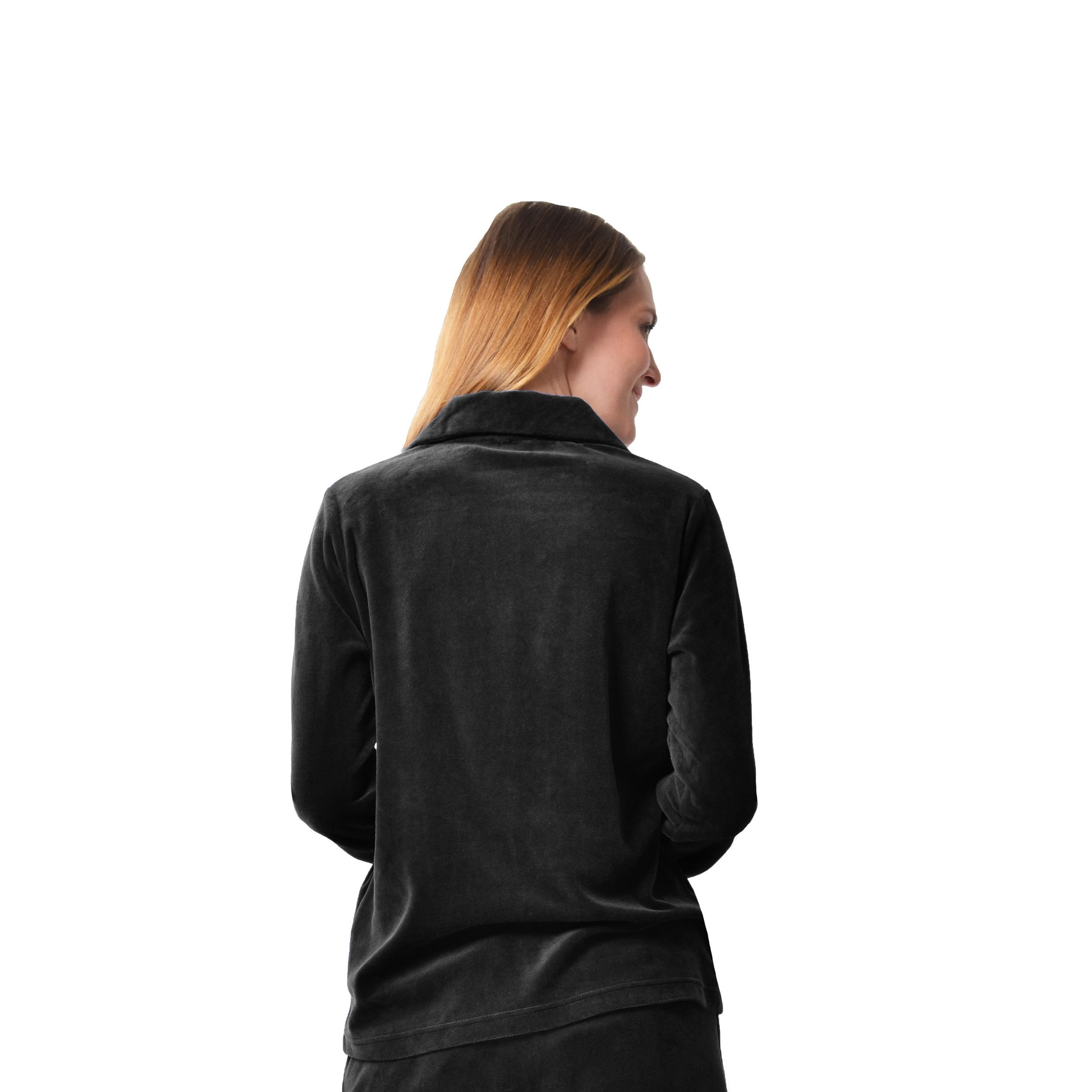 M-Diamant Sweatjacke Eleganten Damen Freizeitjacke Hausjacke Glitzersteinen aus Nicki (Einzeljacke, Einzelartikel) Glitzersteine auf der Brust, samtige Nicki-St – Bild 3 von 4