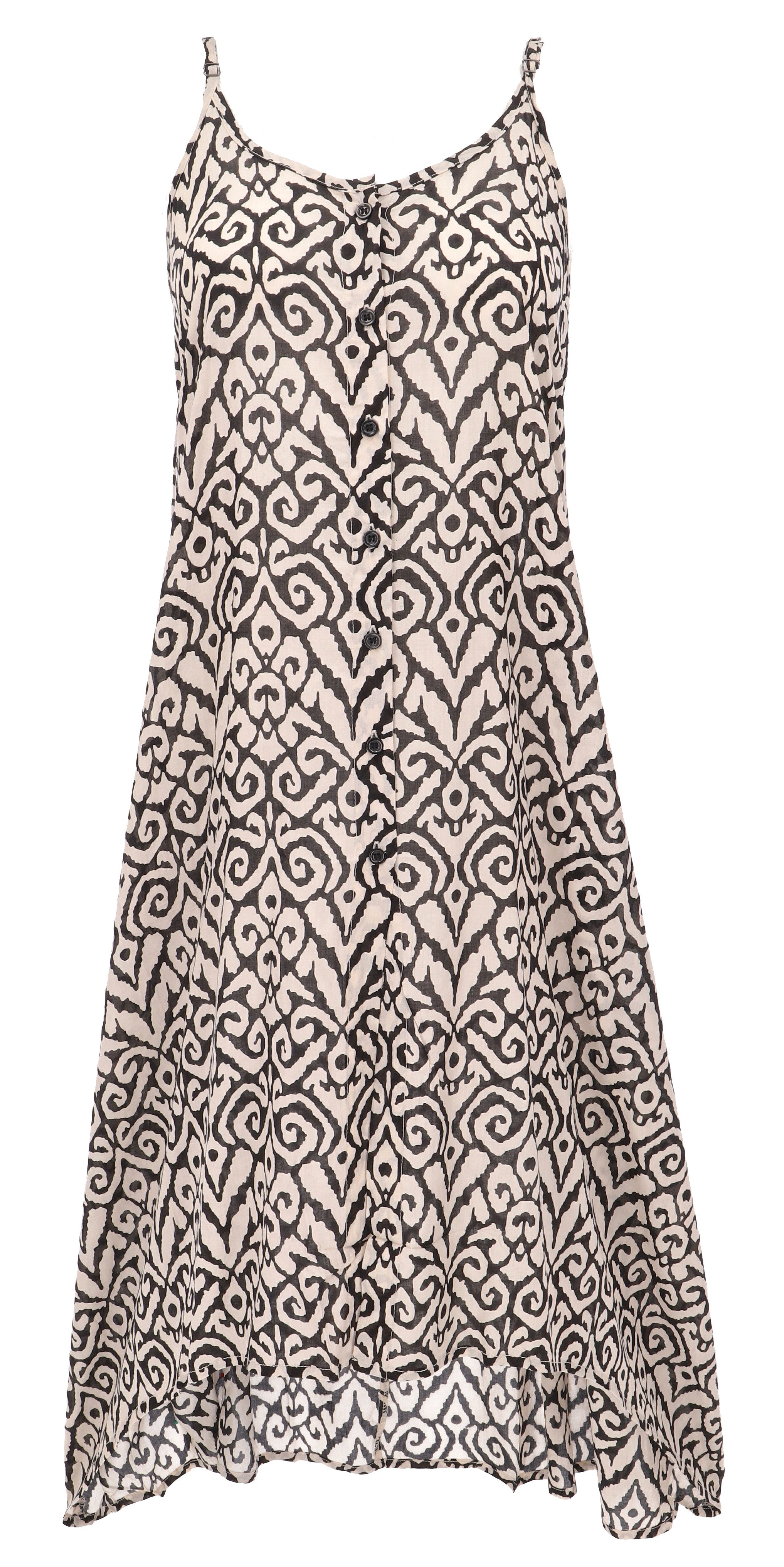 Guru-Shop Midikleid Luftiges Sommerkleid, Strandkleid - schwarz/weiß altern günstig online kaufen