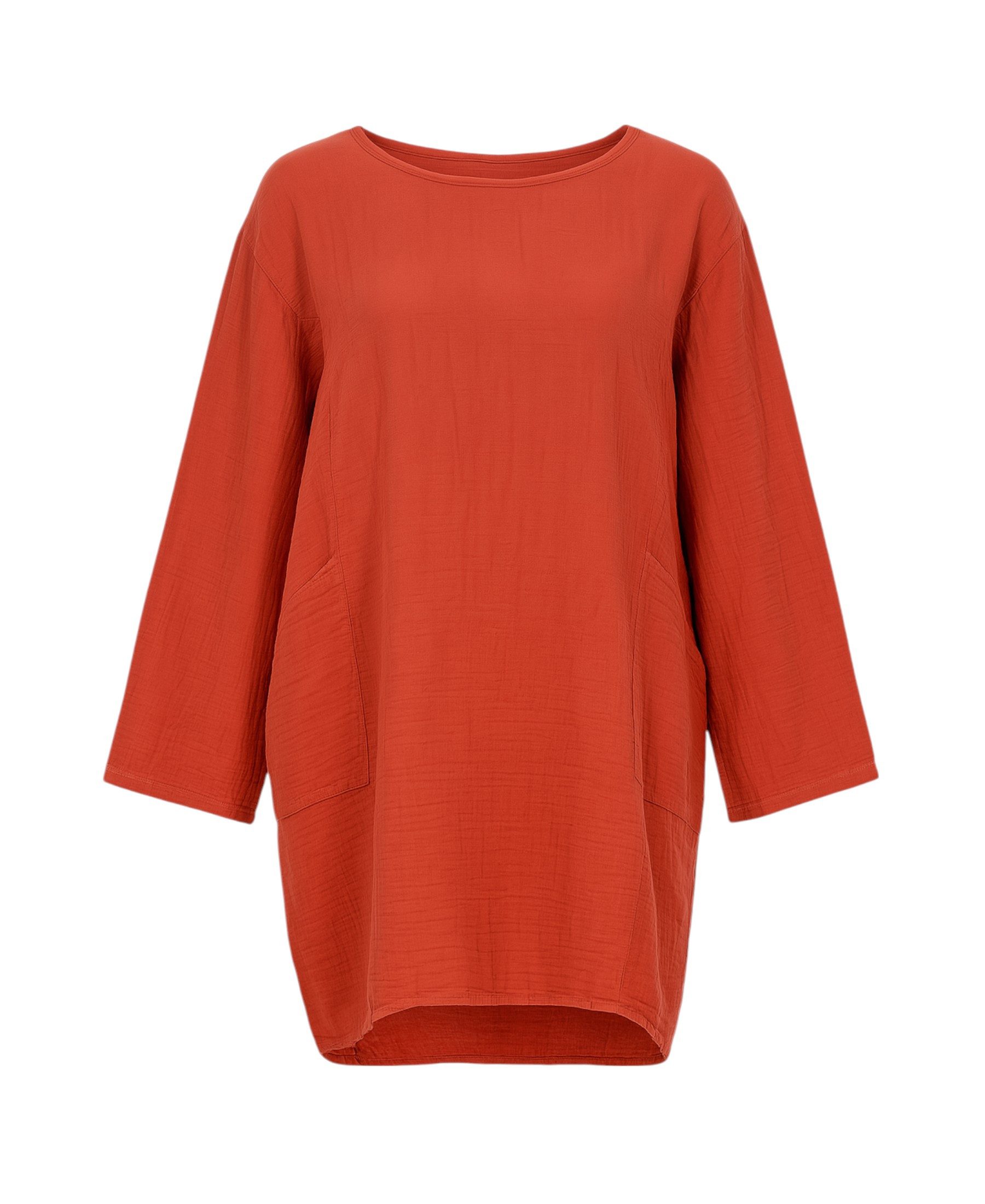 WENOR Schlupfbluse Oversize Musselin Einheitsgröße 34–44, 100 % Baumwolle, mit Taschen (1-tlg) Nachhaltiger Baumwollstoff, vielseitig kombinierbar