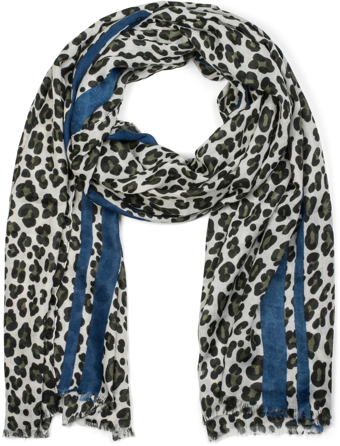 styleBREAKER Modeschal, (1-St), Weicher Schal mit Leoparden Print und  Streifen