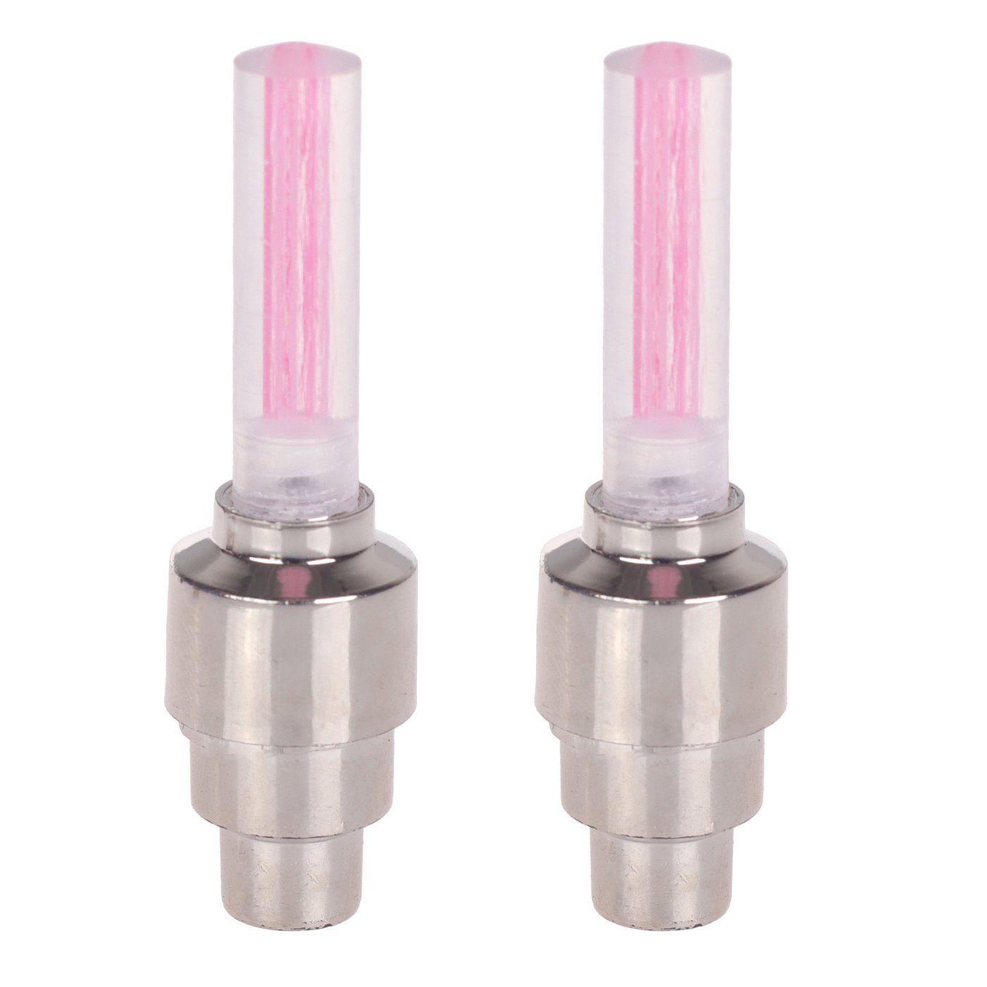 BENSON Fahrradbeleuchtung Fahrradlampe Ventillampe paarweise inkl batterien Pink Wasserfest