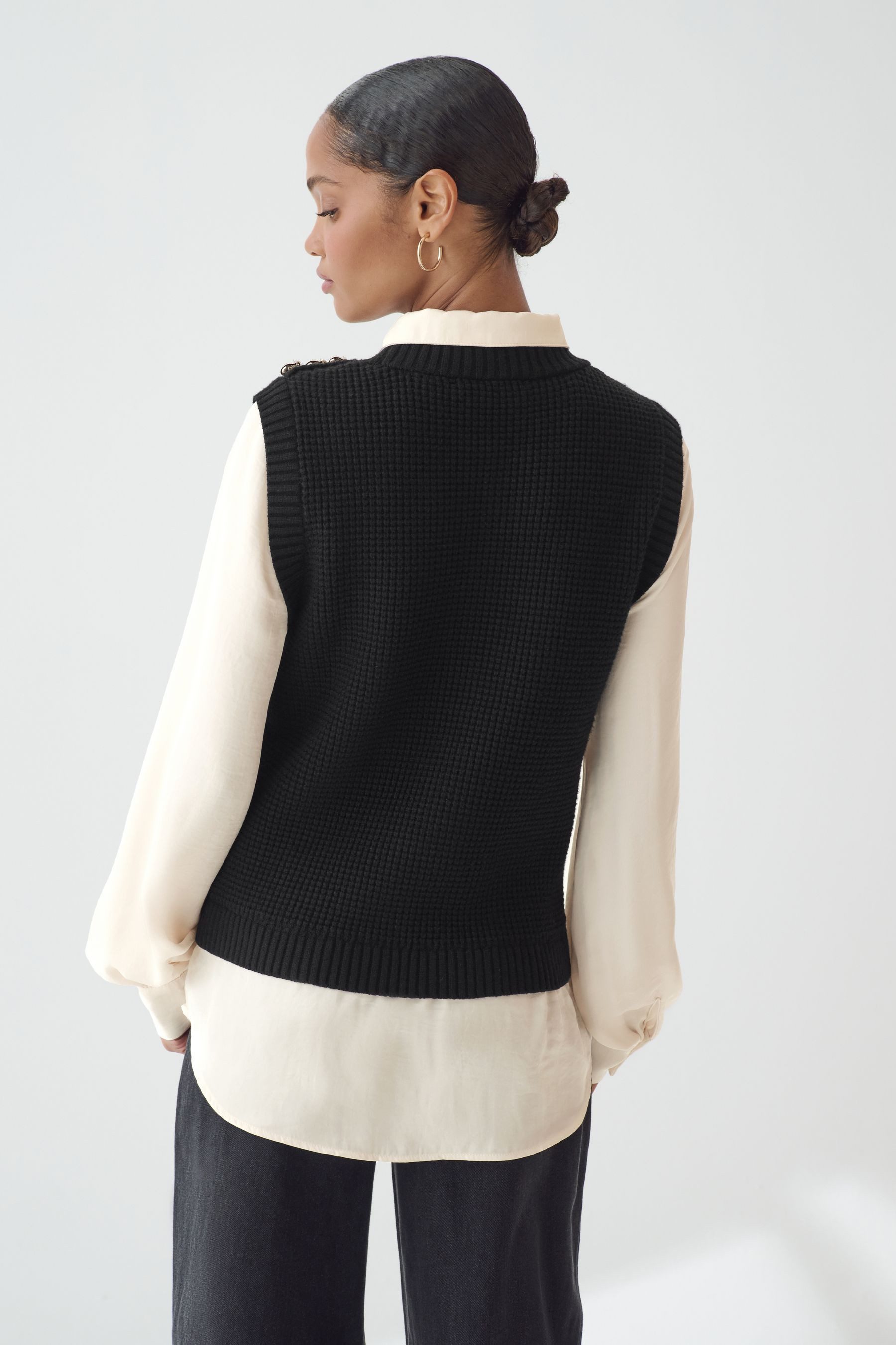 Next 2-in-1-Pullover Pullover mit Blusendetail und Schmuckstein günstig online kaufen