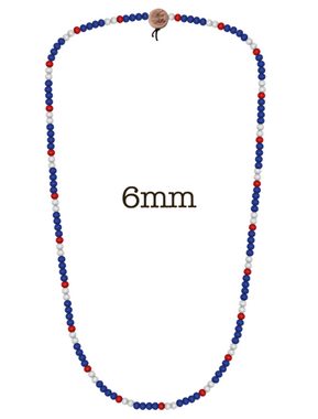 WOOD FELLAS Halsband WOOD FELLAS Hals-Schmuck schöne Holz-Kette Deluxe Pearl Necklace Mode-Schmuck Blau/Rot/Weiß