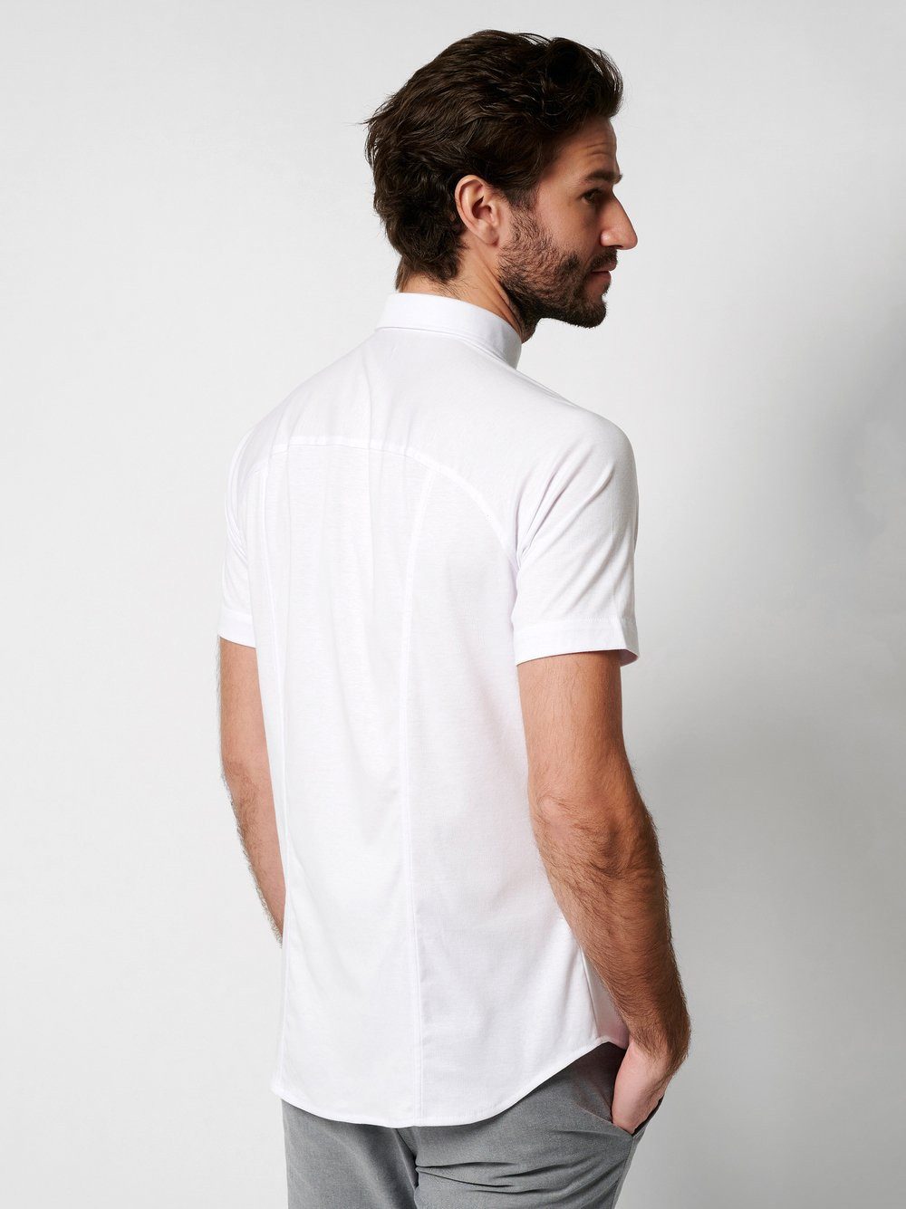 DESOTO Kurzarmhemd Jerseyhemd Casual Modern Button Down halbarm Flexibler Stretch