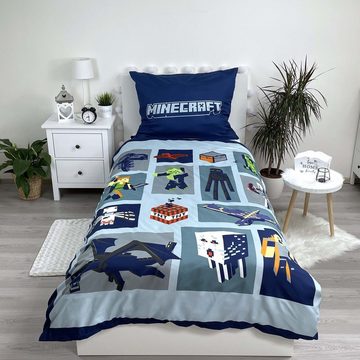 Bettbezug Minecraft Kinderbettwäsche aus Mikrofaser, marineblau, 140cm x 200cm, Sarcia.eu