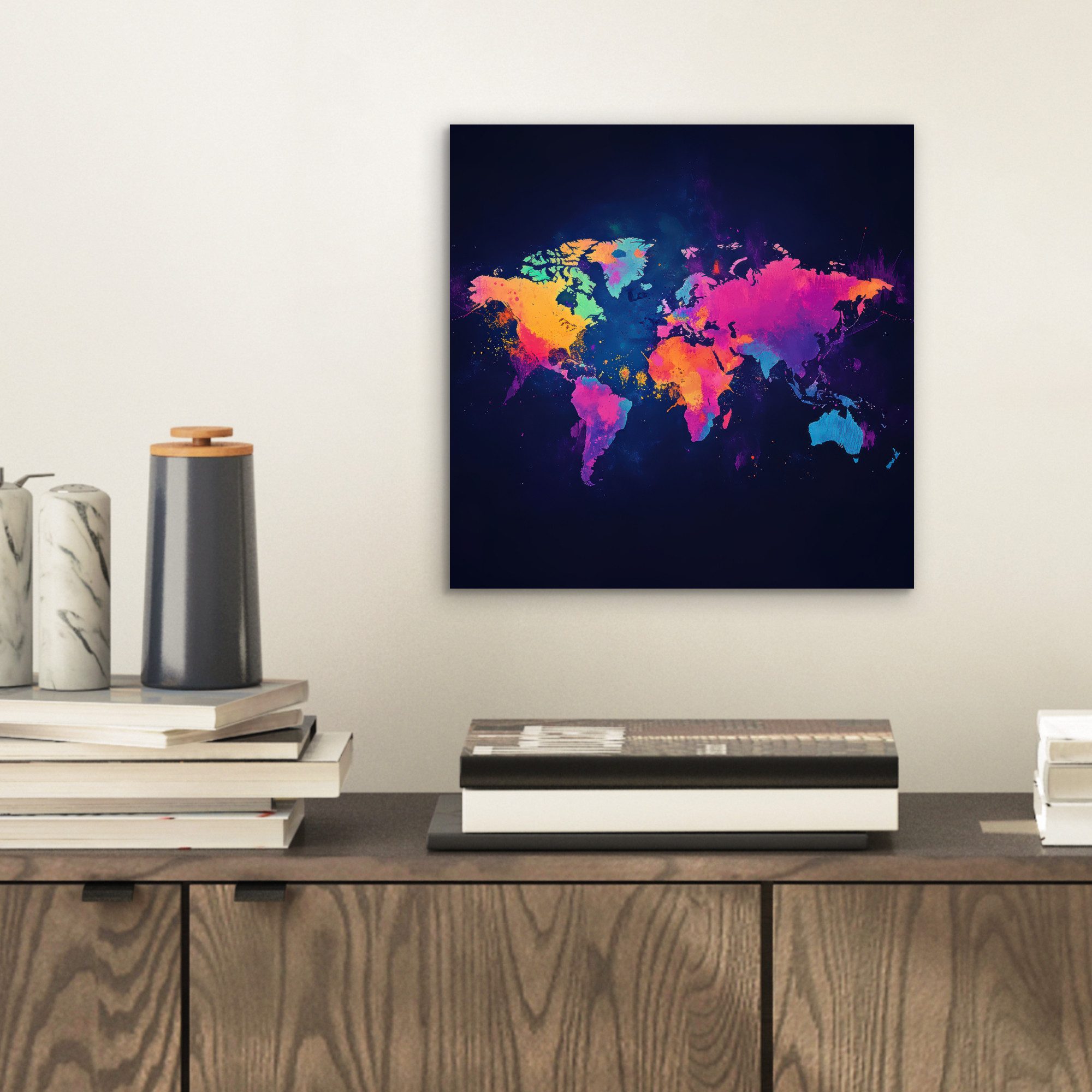 MuchoWow Metallbild Weltkarte - Bunt - günstig online kaufen