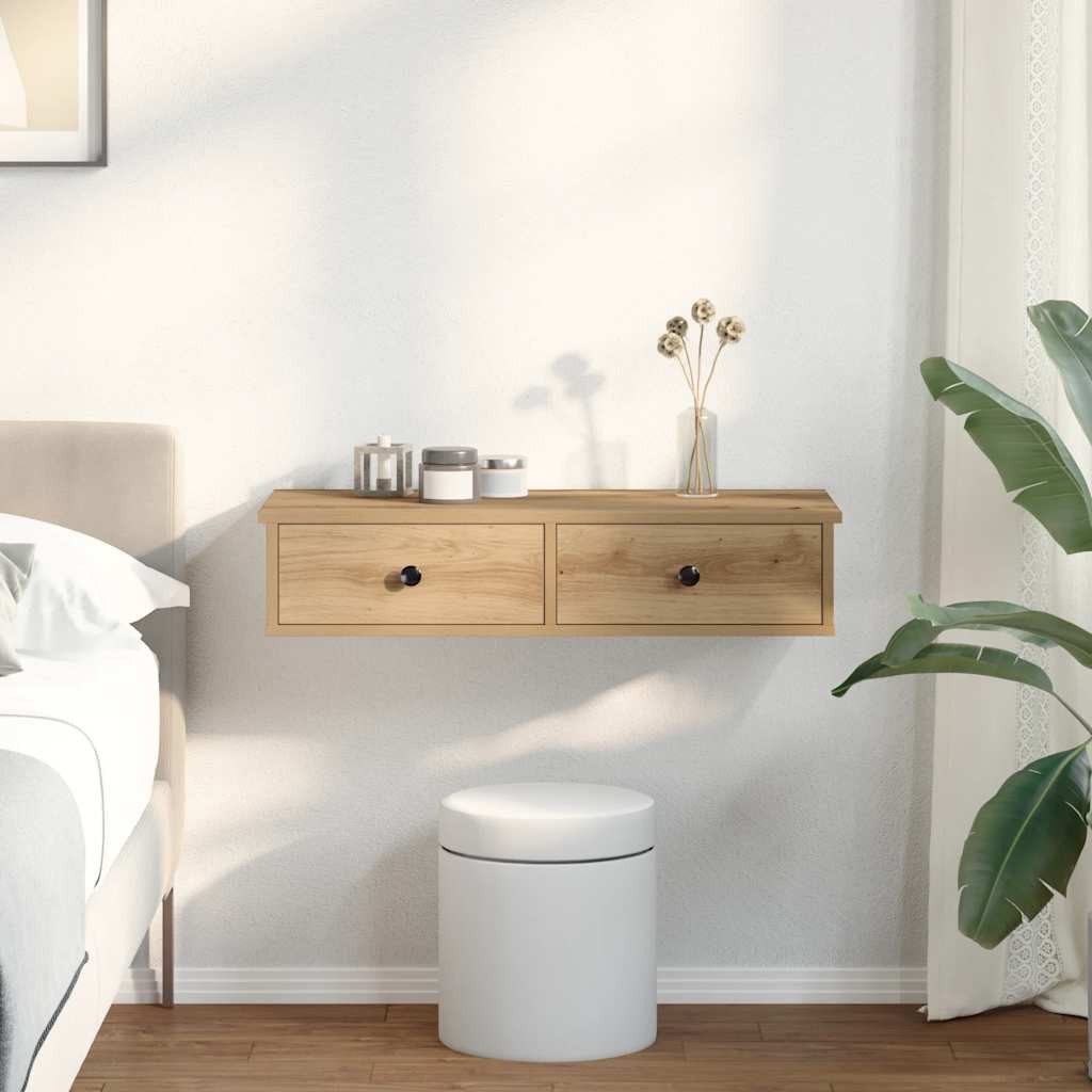 vidaXL Regal Wandregal mit Schubladen Artisan-Eiche 80x31x17cm Holzwerkstof günstig online kaufen