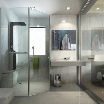 relaxdays Badezimmerspiegelschrank Zweitüriger Spiegelschrank Bad