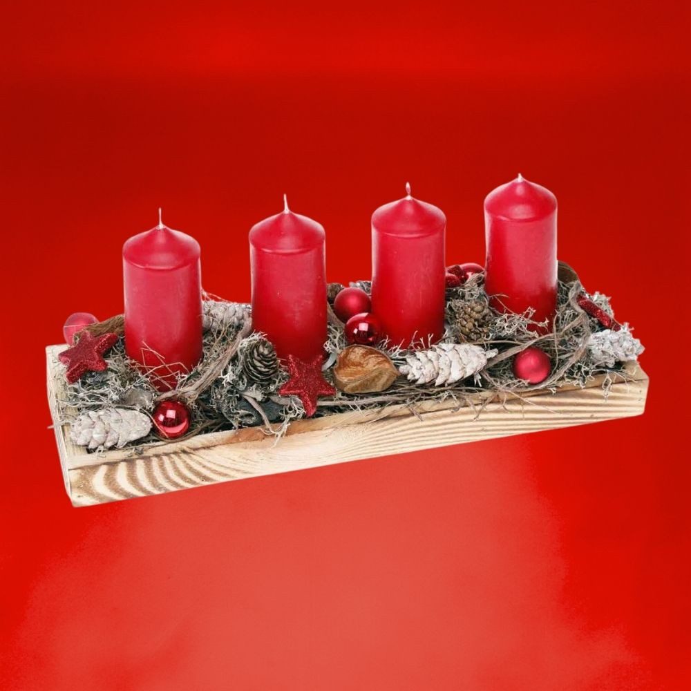 CreaFlor Home Adventskranz Adventsdeko, Handarbeit, Rot, Adventskranz, H: 15,5cm