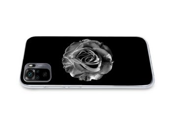 MuchoWow Handyhülle Blumen - Rose - Schwarz - Weiß - Botanisch, Phone Case, Handyhülle Xiaomi Redmi Note 10, Silikon, Schutzhülle