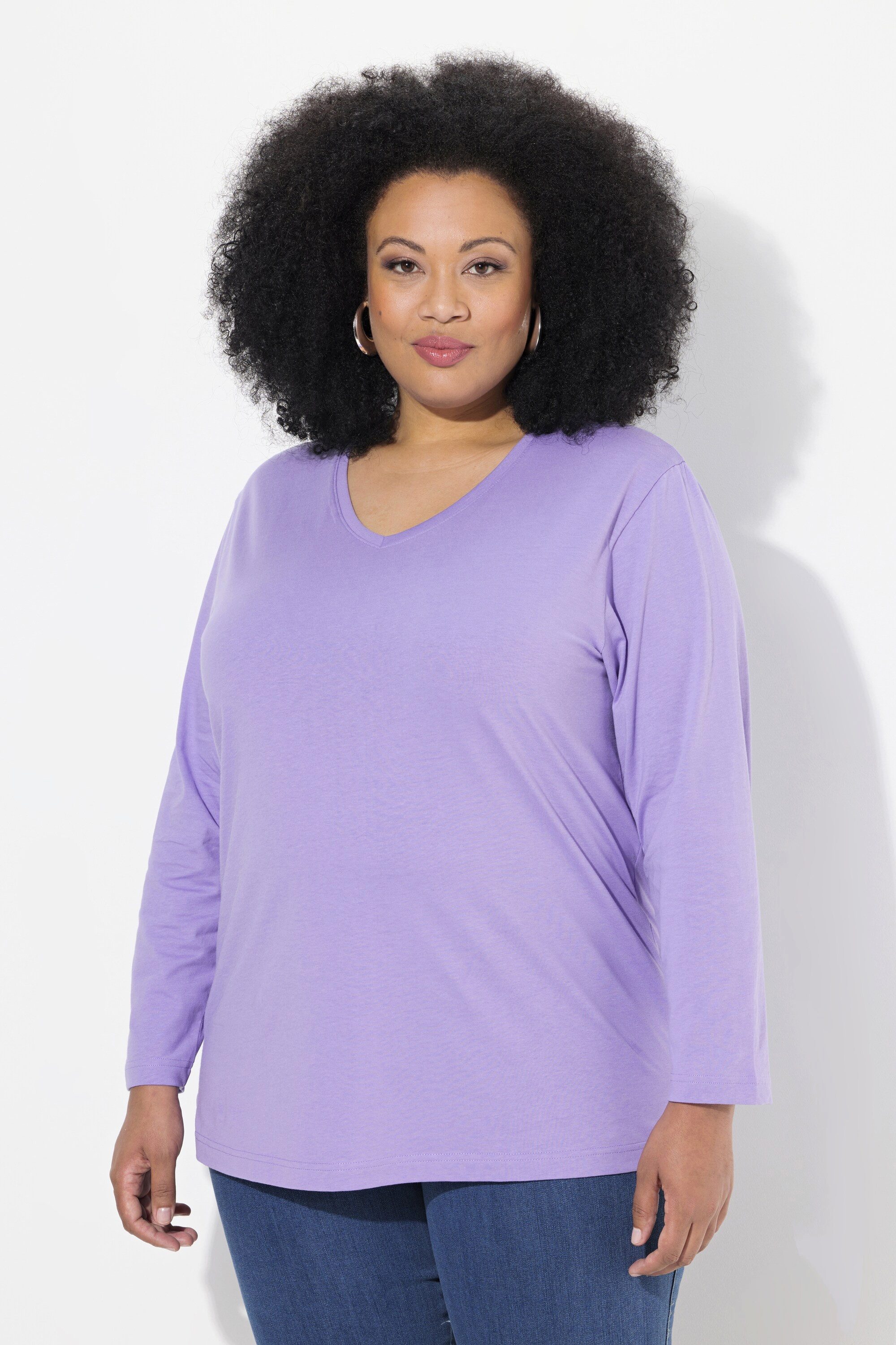 Ulla Popken T-Shirt Shirt V-Ausschnitt Relaxed günstig online kaufen