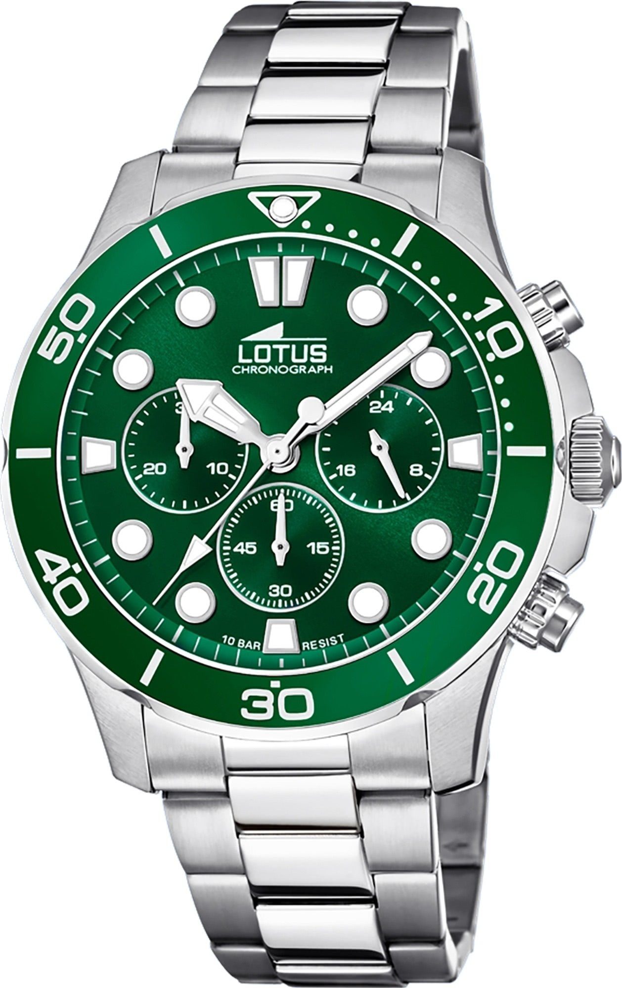 Lotus Chronograph Lotus Herren Armbanduhr Krohno 18756/2, (Chronograph), Herrenuhr rund, (ca. 45mm), Edelstahl, Edelstahlarmband, Fashion-Style