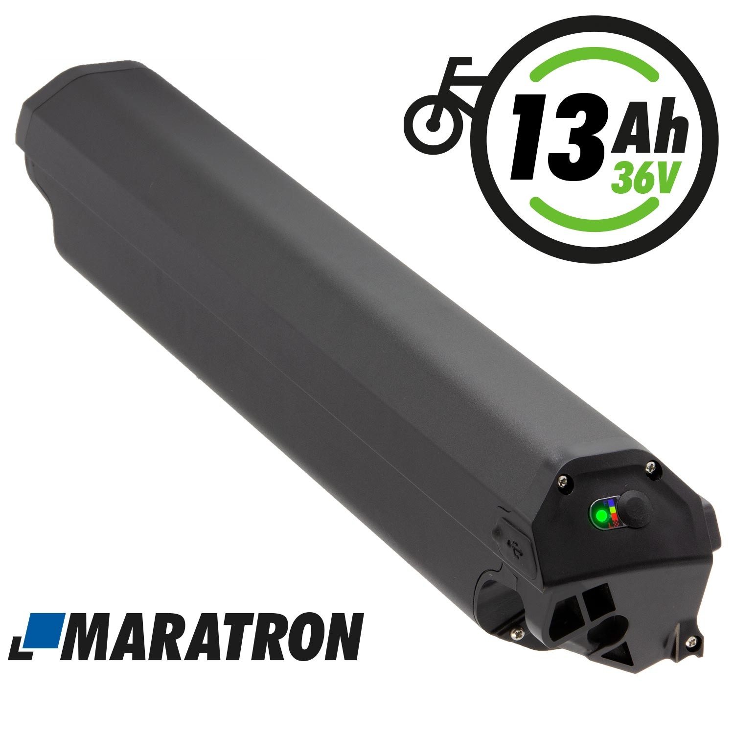 Maratron Semi-Intube - E-Bike Akku 13Ah (1 St), (468Wh) - für Telefunken M920, XC920, CX921, Zündapp Z801