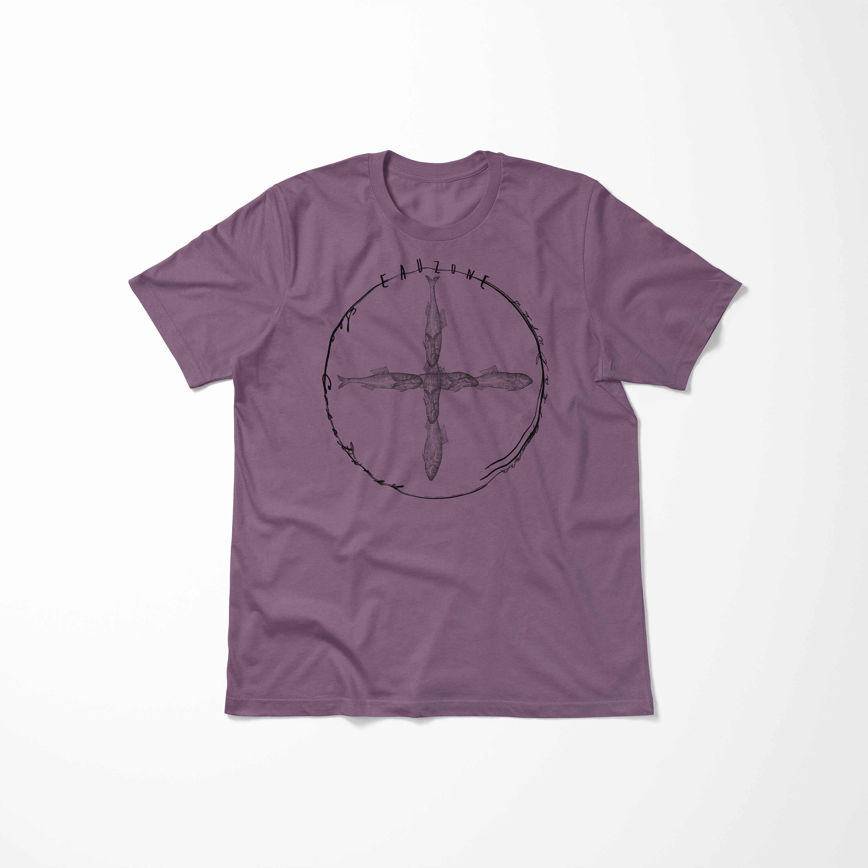 Serie: - T-Shirt / Schnitt T-Shirt Tiefsee Struktur Sea Art und Fische Creatures, Shiraz Sea sportlicher 021 Sinus feine