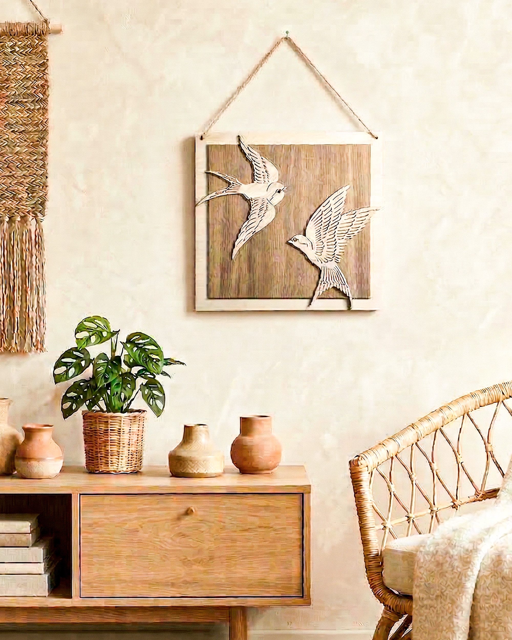 ORNAMENTI Wanddekoobjekt 3D Rustikale Wanddeko aus Holz für Wohnzimmer,Tiere,Hirsch, Pfau,Vögel (Hingucker, Wandbild, Holzbild, Holzdeko, stilvolle Wanddekoration, Wandpaneel, Ornament, Wandrelief), Verzierung fur Zuhause, Wandkunst, Dekorative Skulptur