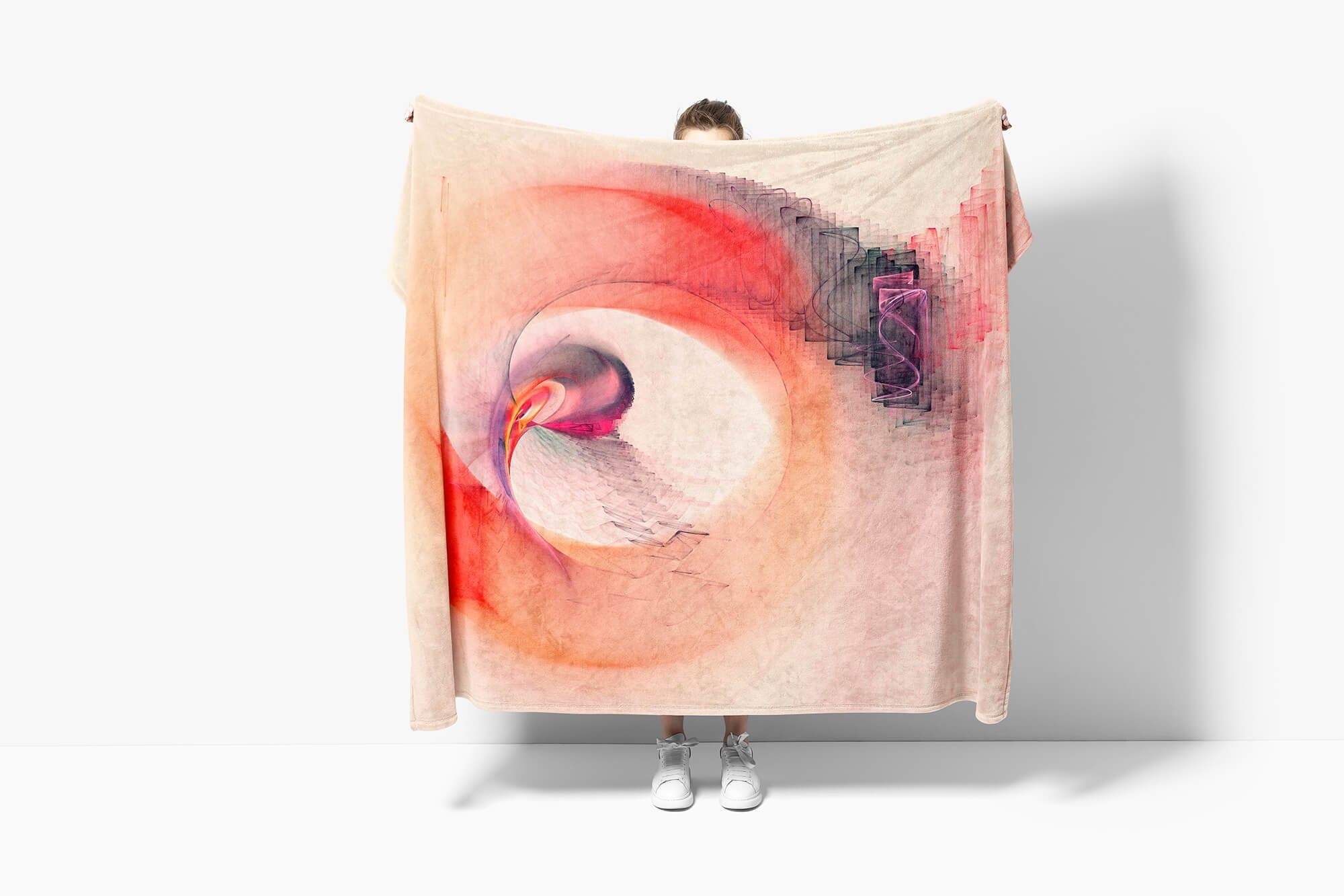 Enigma Motiv, Strandhandtuch Baumwolle-Polyester-Mix Handtücher (1-St), Kuscheldecke Handtuch Handtuch abstrakten mit Saunatuch Sinus Art