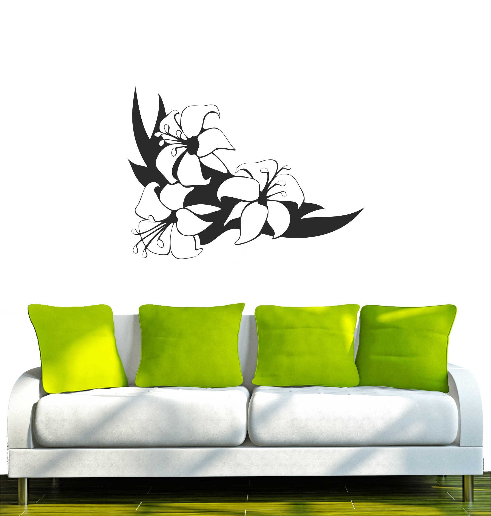 INDIGOS UG Wandtattoo Wandtattoo - Wandaufkleber - w039 Ranke Blume Deko Wandaufkleber