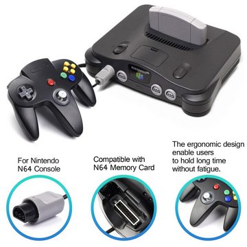 HYTIREBY Gamepad, für N64-Konsole N64-System, Schwarz Nintendo-Controller