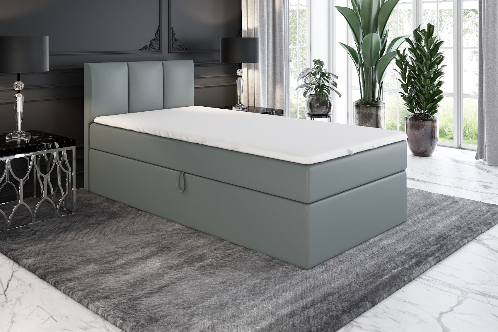 A&J MöbelLand GmbH Boxspringbett Einzelbett NASI mit Bettkasten, Topper und günstig online kaufen