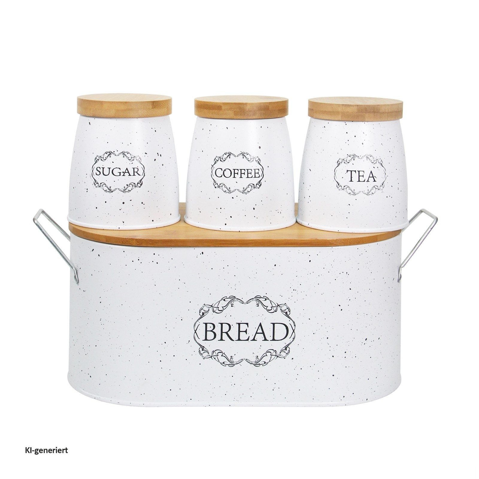Neuetischkultur Brotkasten Brotkasten Vorratsdosen 4er-Set Landhaus Weiß, Eisen, (Set, 4-tlg., 1 Brotkasten, 3 Vorratsdosen), Metall Kaffeedose Teedose Zuckerdose. Reduzierter Preis € 14,99. Unverbindliche Preisempfehlung € 34,99