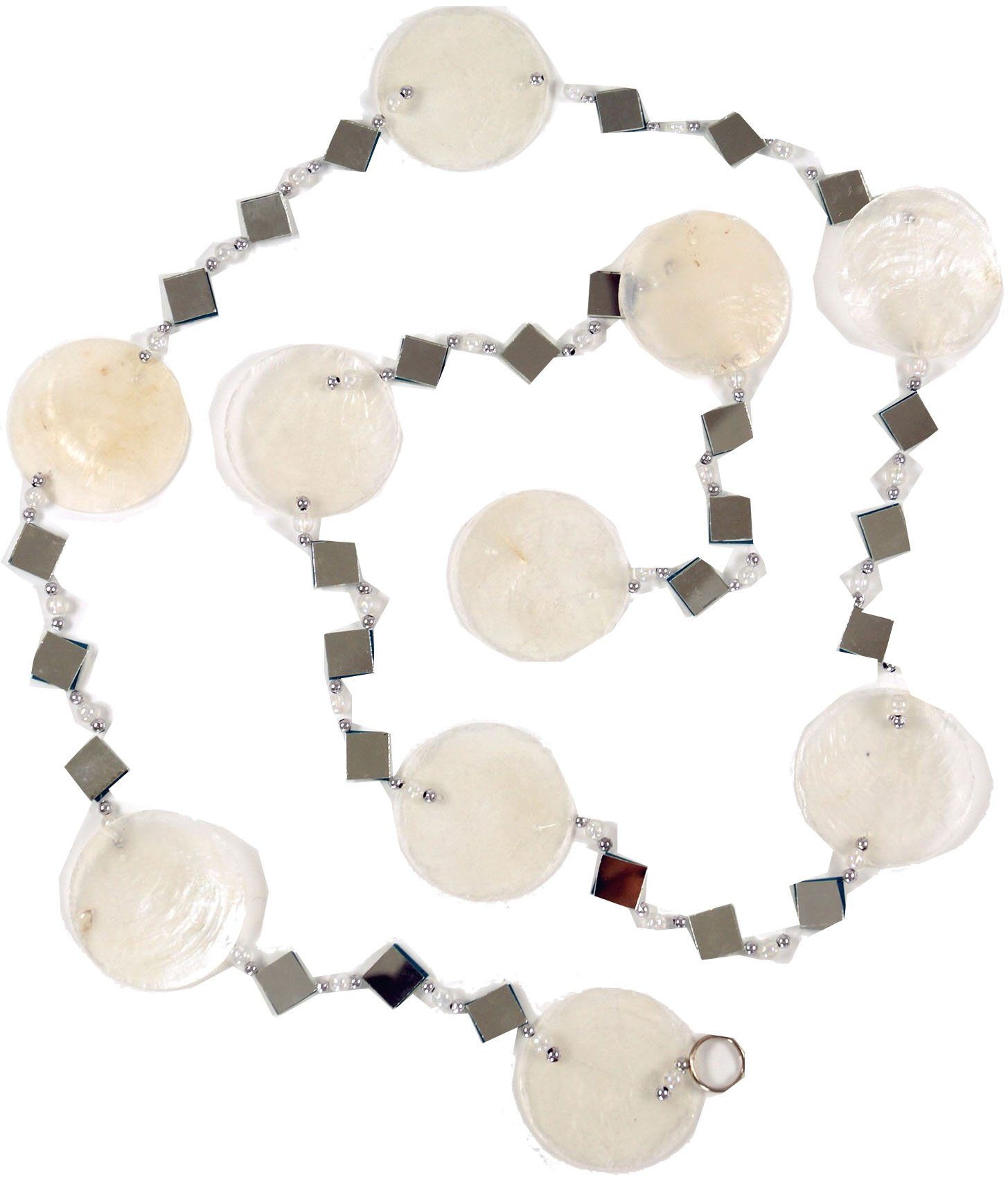 Guru-Shop Dekoobjekt Bunte Muschelkette, Sonnenfänger 140 cm - weiß