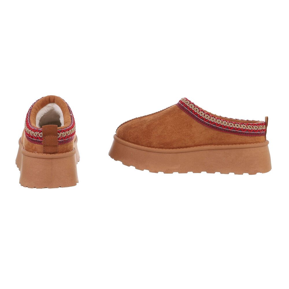 Ital-Design Die bequemen Plateau-Slipper Hausschuh (87475115) Flach Stiefeletten in Camel