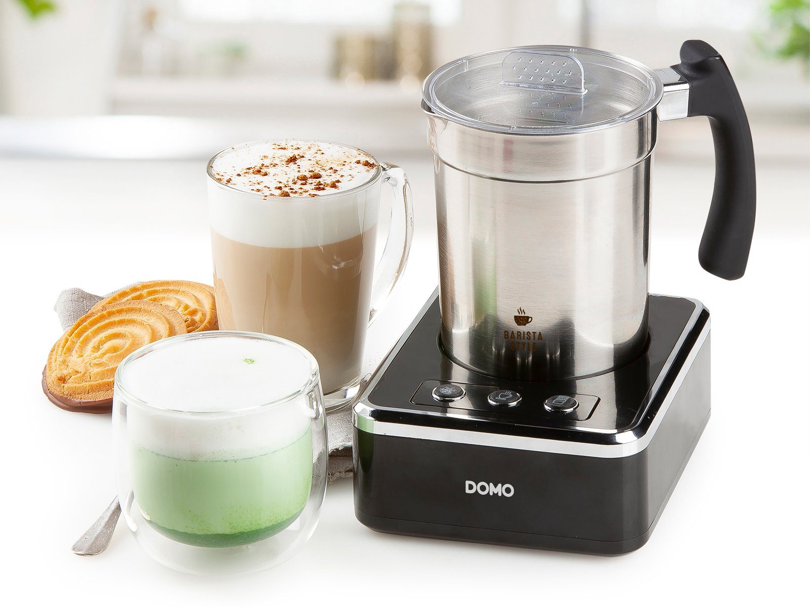 Domo Milchaufschäumer, 650 W, elektrischer Milchschäumer kabellos zum Warm & Kaltaufschäumen