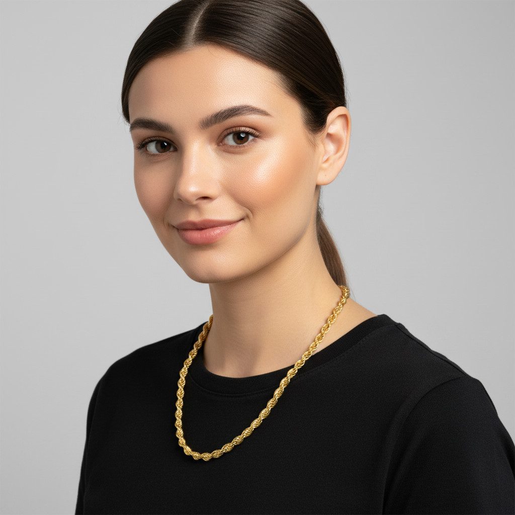 Tony Fein Kette ohne Anhänger Tony Fein Kordelkette 6mm 585er Vergoldet Mas günstig online kaufen