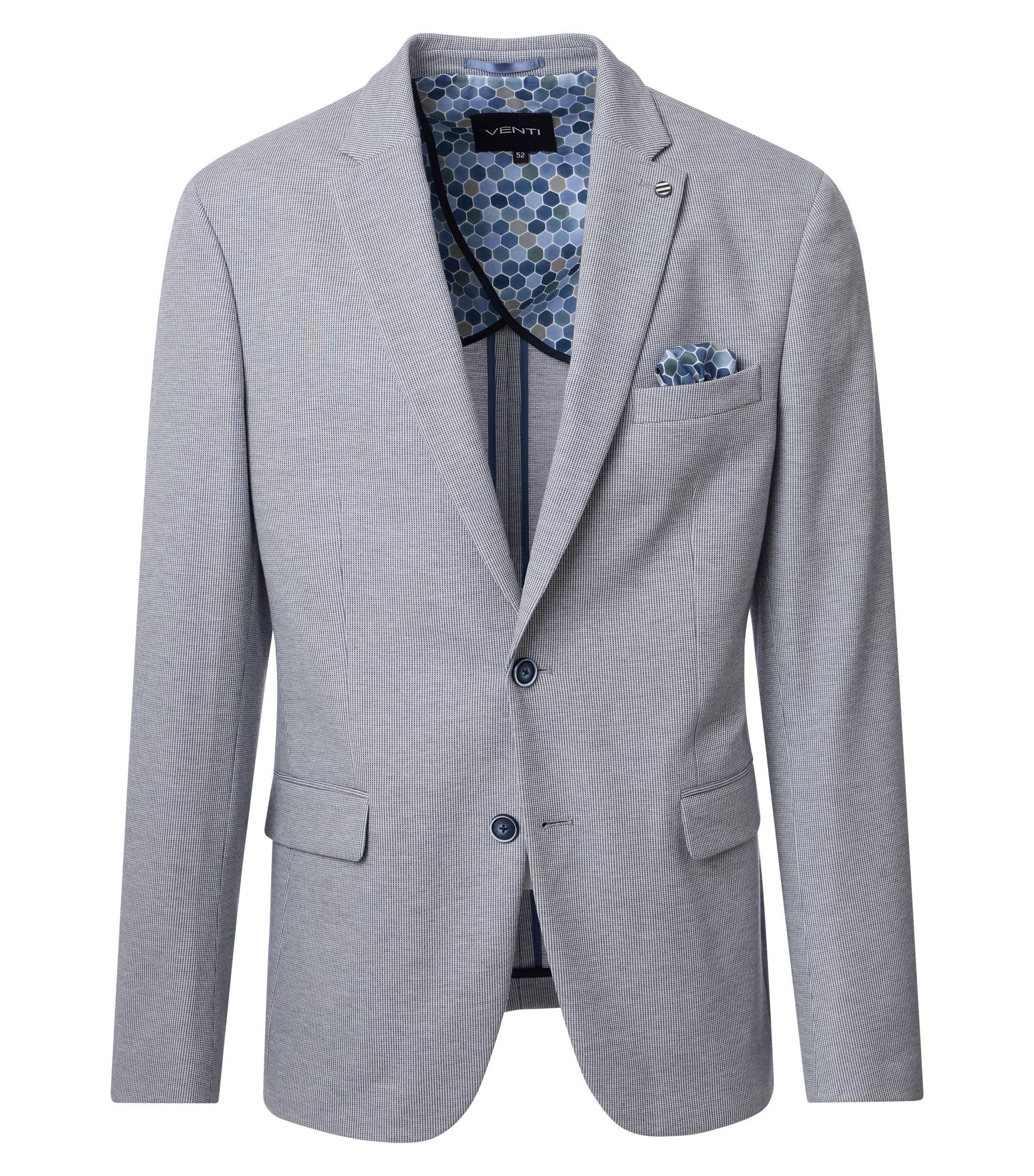 VENTI Sakko VENTI Herren Sakko FORMAL Revers Polyestermix Stretch Hellblau
