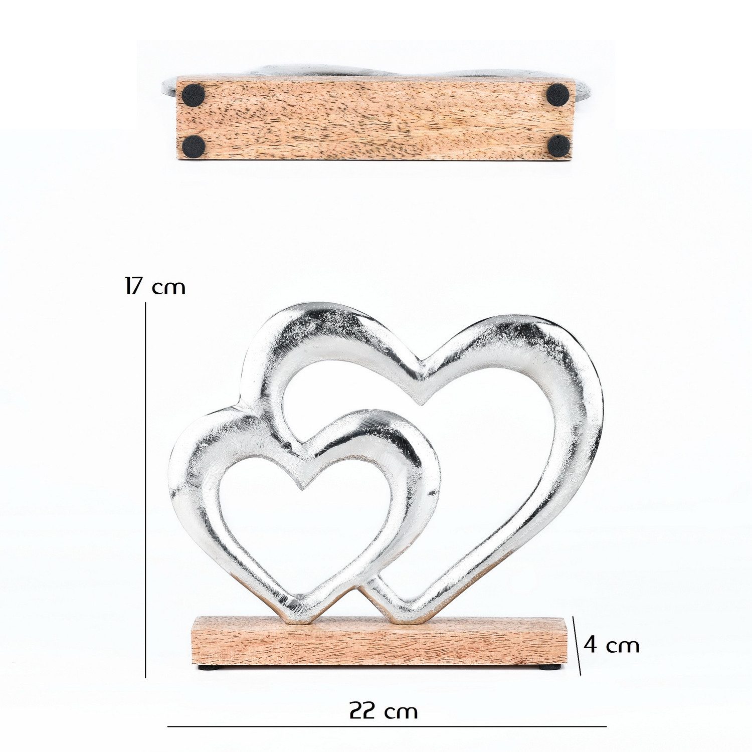 Marrakesch Orient & Mediterran Interior Dekoobjekt Figura Amour -9- in alluminio e legno, design moderno, argento 22 cm (1 St) – Bild 4 von 5