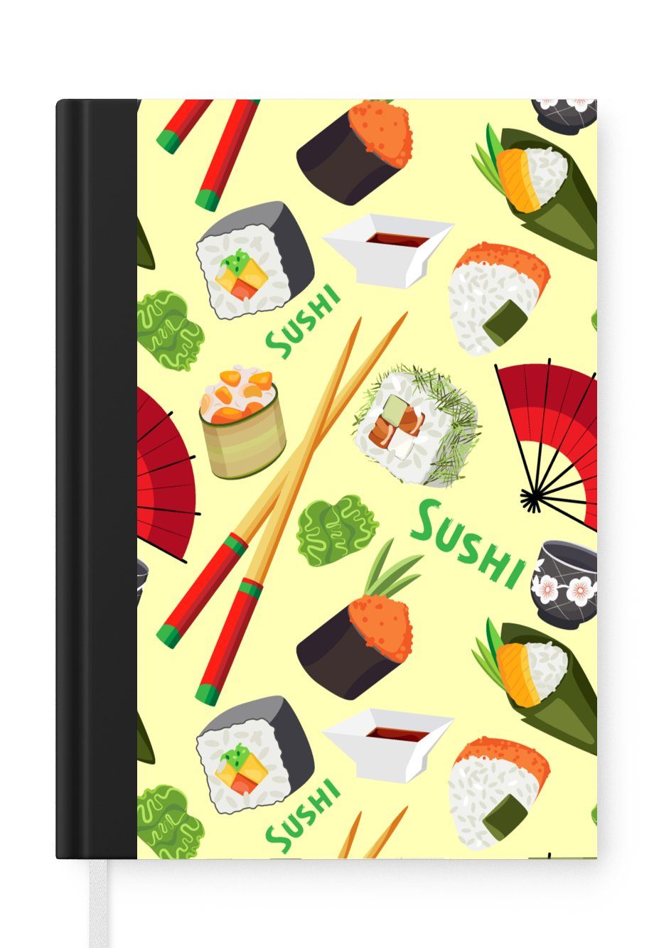 MuchoWow Notizbuch Sushi - Japan - Muster, Journal, Merkzettel, Tagebuch, Notizheft, A5, 98 Seiten, Haushaltsbuch
