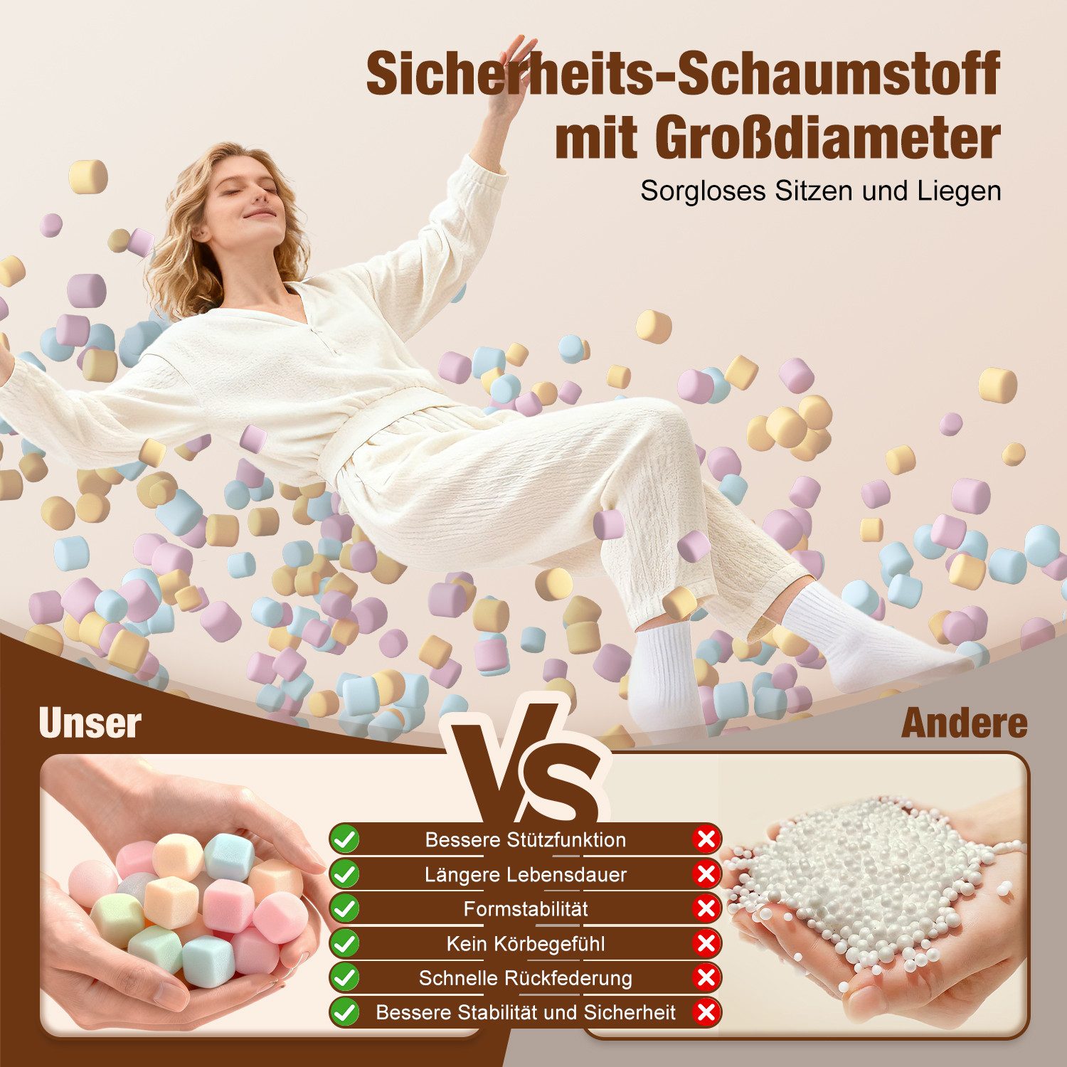 Lexzurn Sitzsack Sitzsack Lazy Sofa Gaming Sitzsack mit Hocker, Sitz Sack mit (Granularer-MemorySchwamm Füllung, Lounge Sessel, Lounge Stuhl, Weich und Formstabil), Couch für Erwachsene und Kinder, für Schlafzimmer, Büro und Wohnzimmer
