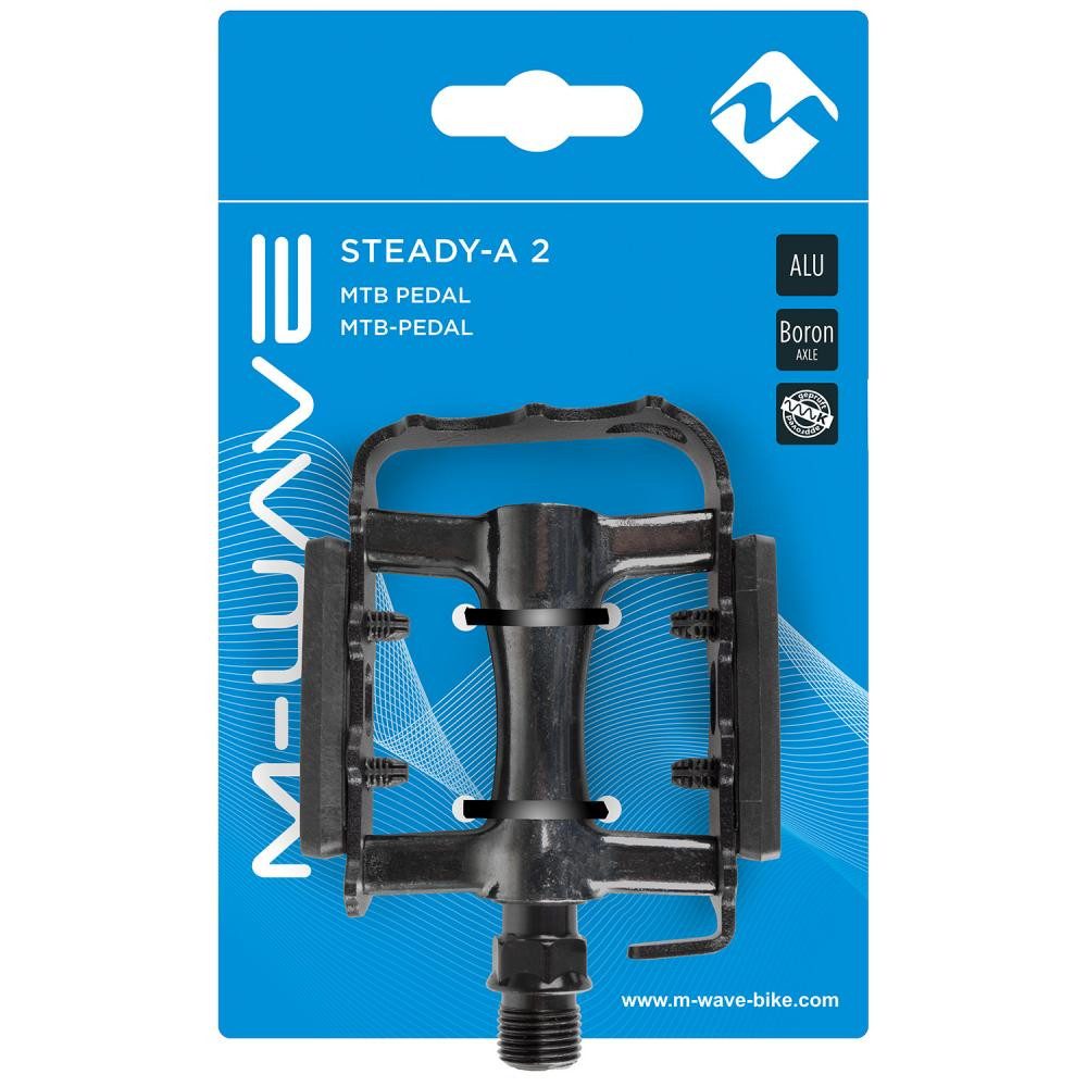 M-Wave Plattformpedale M-WAVE Steady-A2 Pedale 1 Paar schwarz - Aluminiumkörper & Käfig, Boro