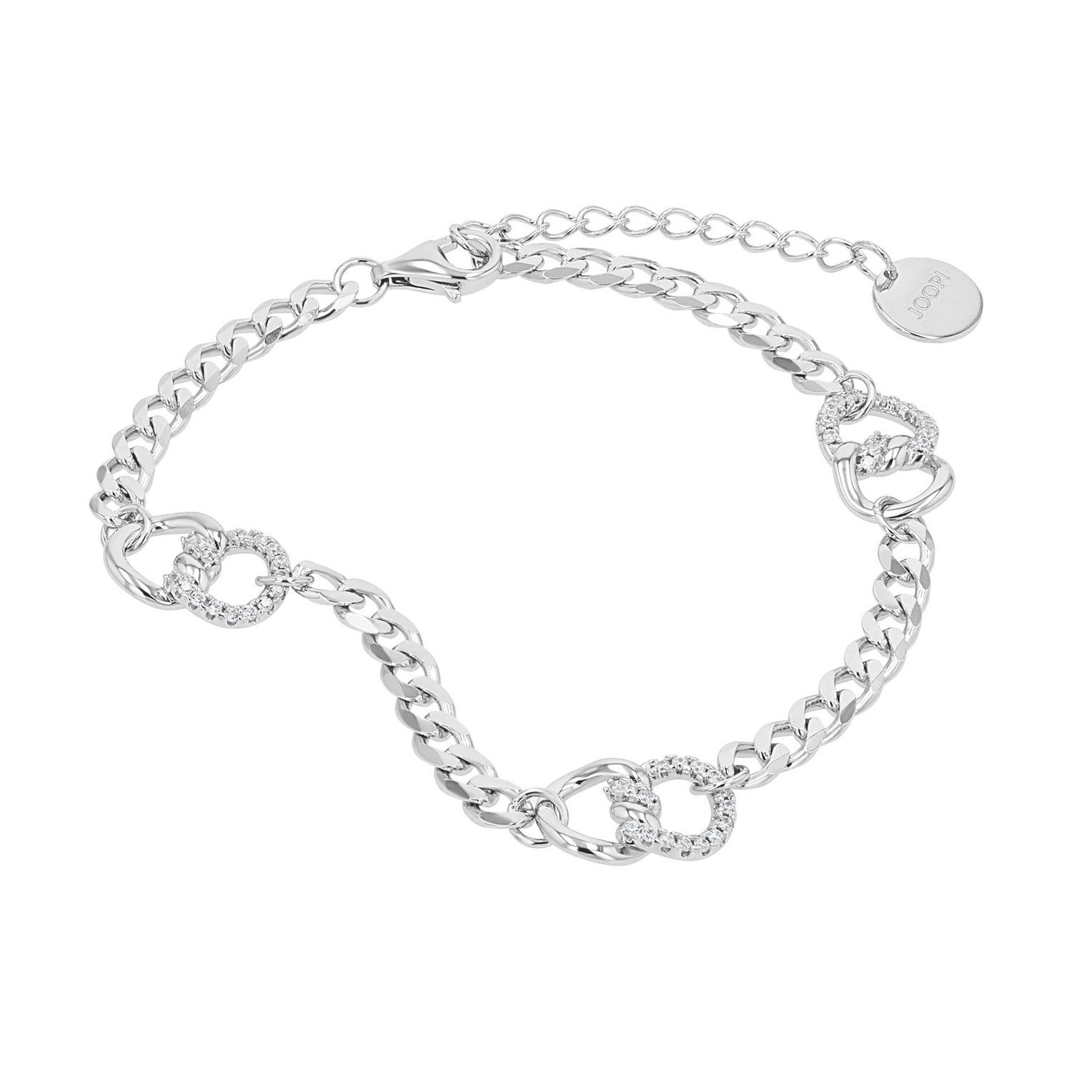 JOOP! Silberarmband Panzerkettengliederung, mit Zirkonia (synth)