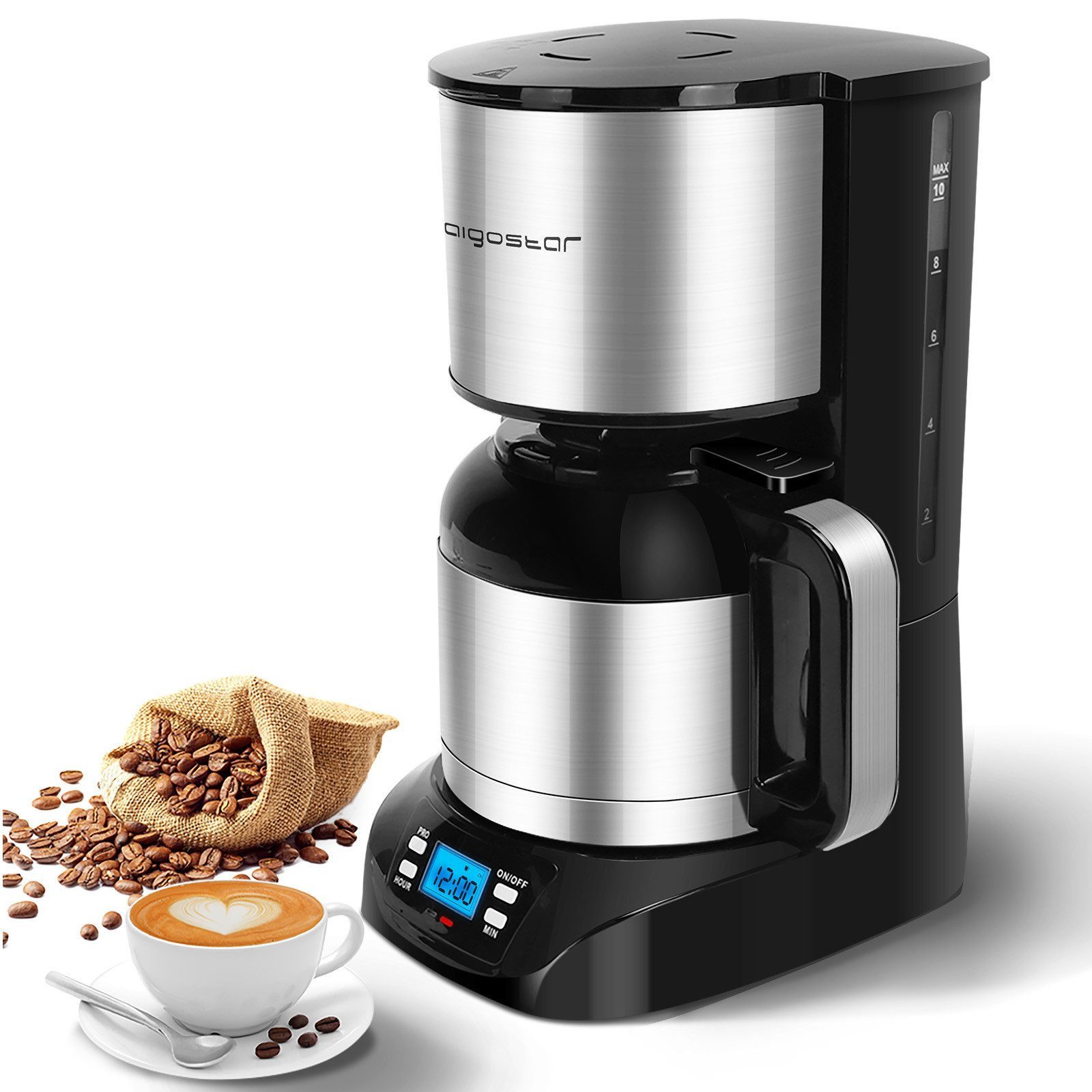 Aigostar Filterkaffeemaschine, 1.2l Kaffeekanne