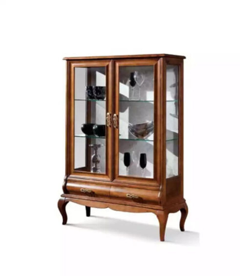 (1-St., Holz JVmoebel Vitrine) Vitrine Italy Schrank Neu Möbel in Made Braun Vitrine Italienische Design Luxus