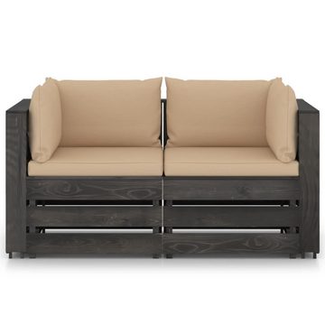 vidaXL Gartenlounge-Set 2-Sitzer Outdoor-Sofa mit Kissen Grau Imprägniertes Kiefernholz