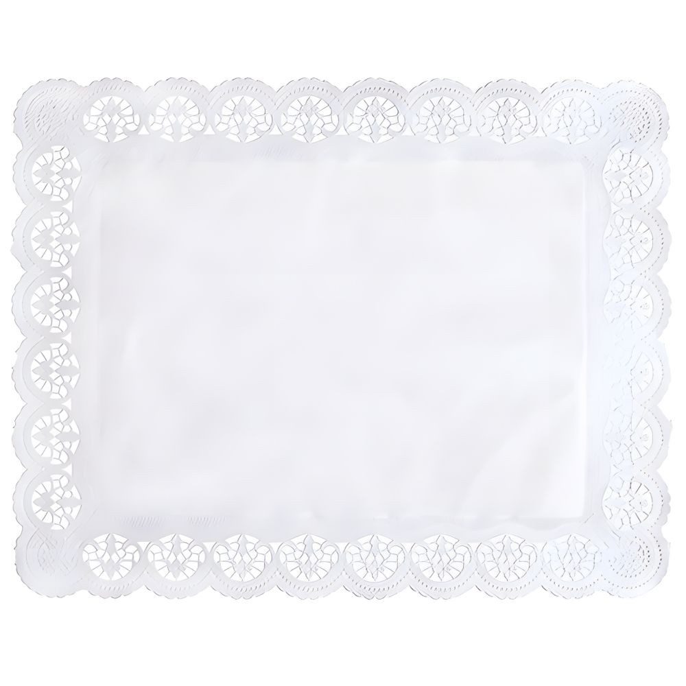PAPSTAR Dekomatte Spitzenpapiere eckig 46 cm x 36 cm weiss 100 Stk