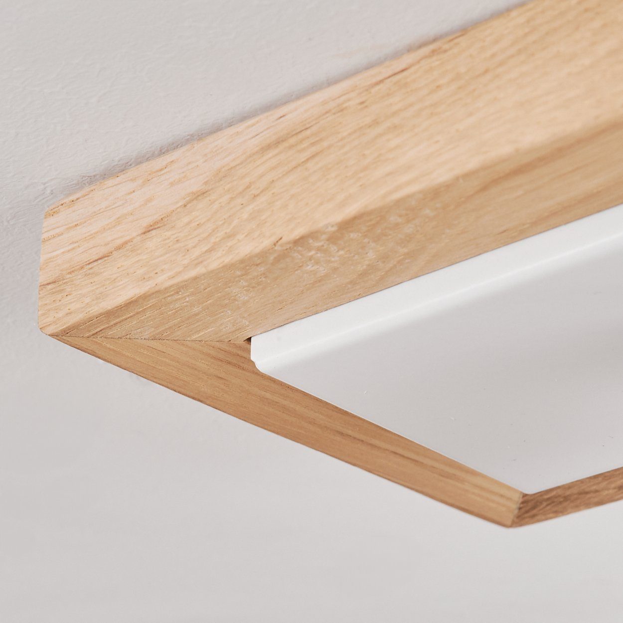 hofstein Deckenleuchte moderne Schirmen, in Design skandinavischen Leuchtmittel, Metall/Holz/Glas Weiß/Chromfarben/Natur, E27 mit ohne Deckenlampe aus 2 x im verstellbaren